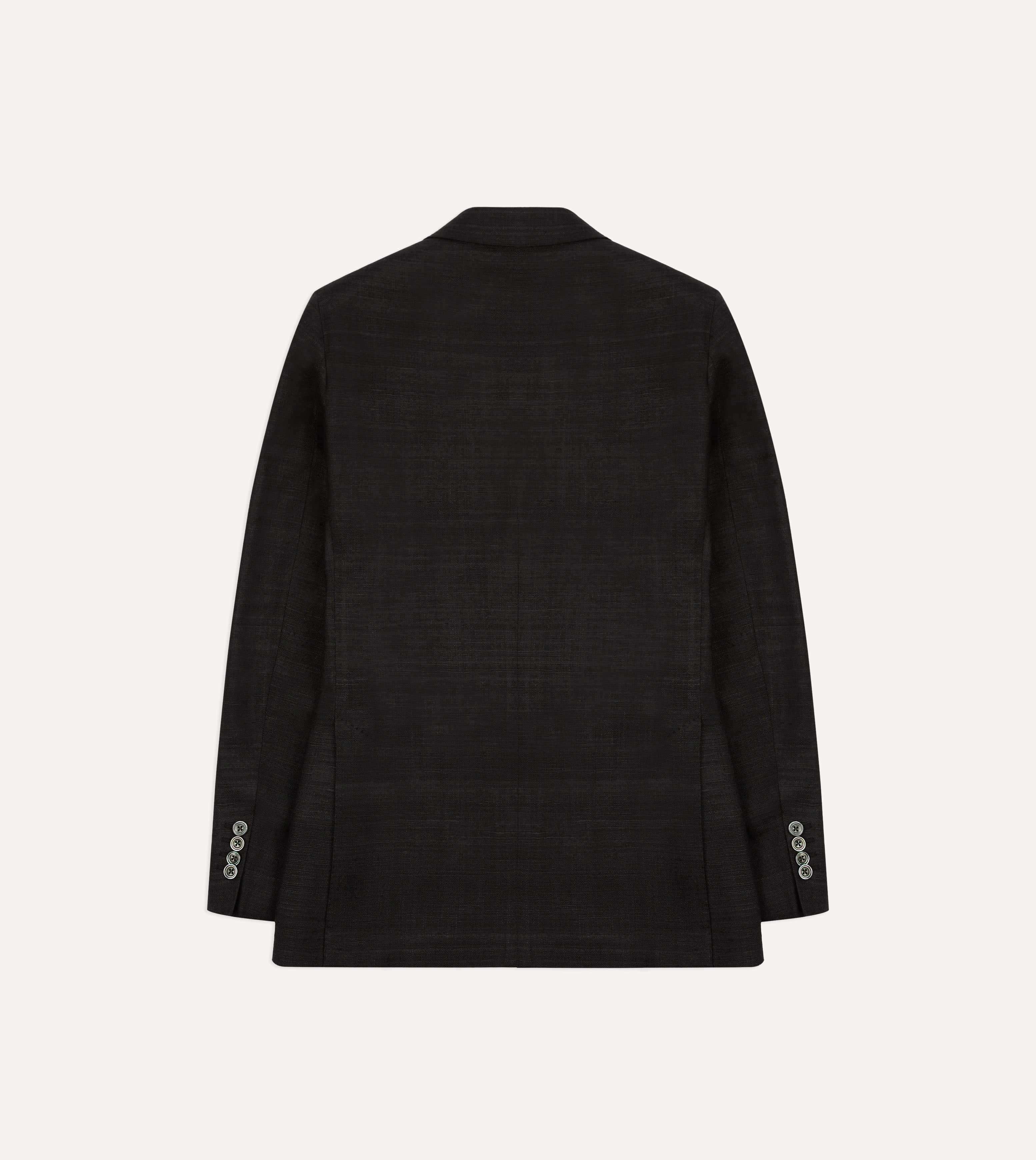 Black Tussah Silk Double-Breasted Evening Jacket