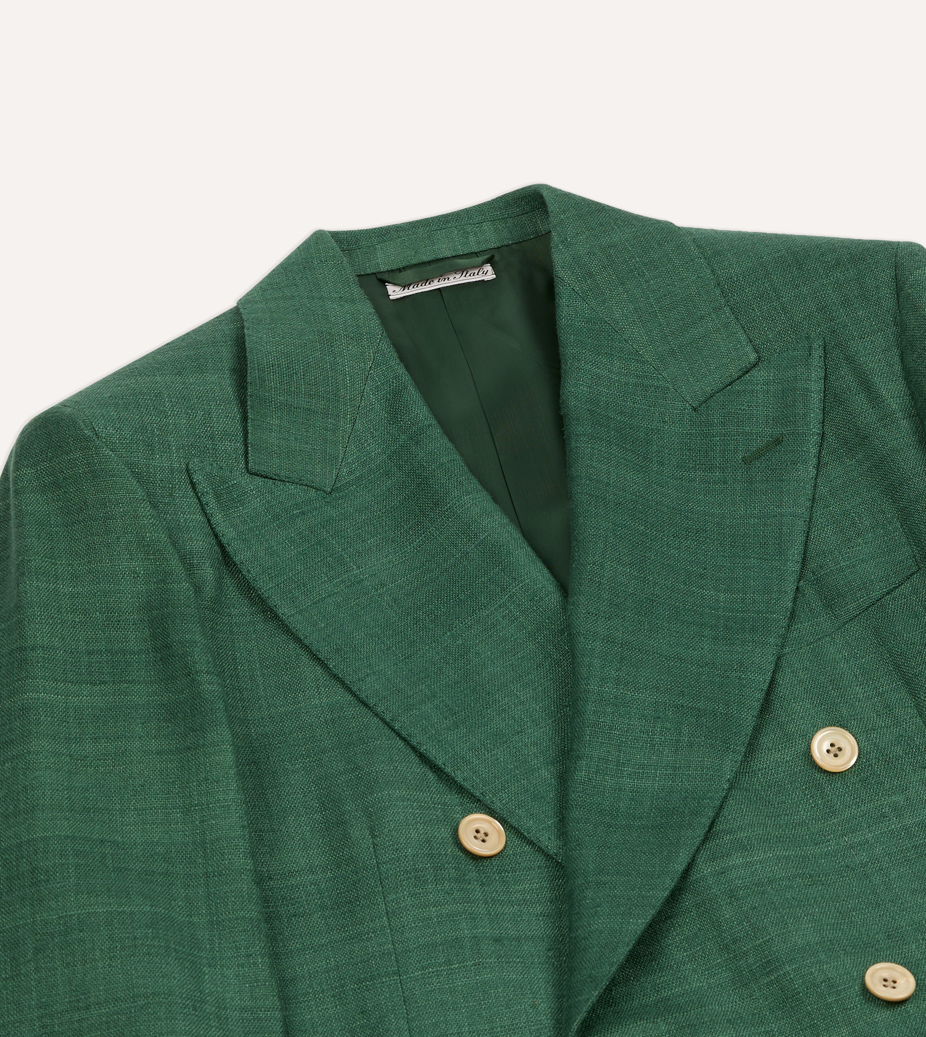 Green Tussah Silk Double-Breasted Evening Jacket – Drakes US