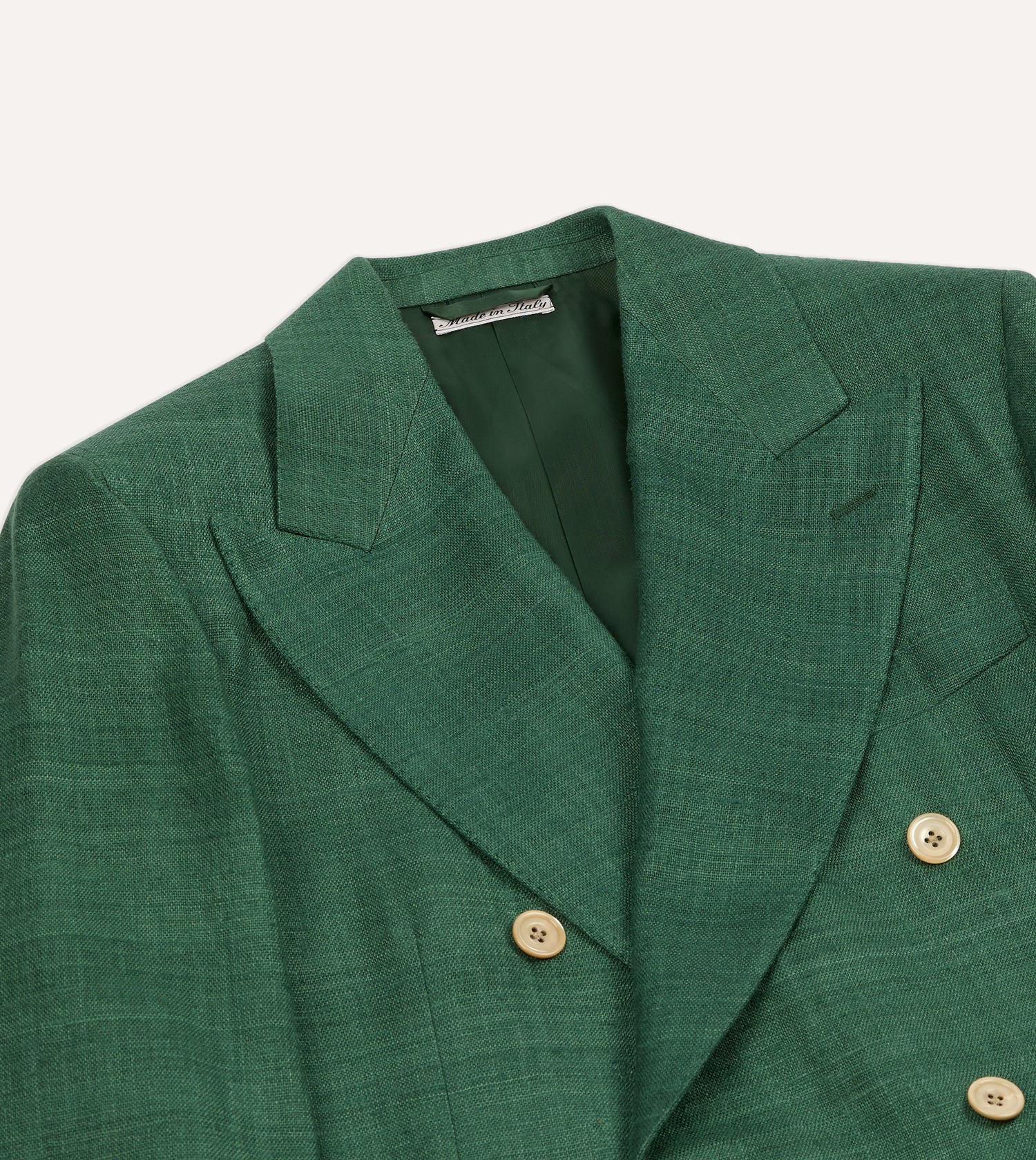 Green Tussah Silk Double-Breasted Evening Jacket