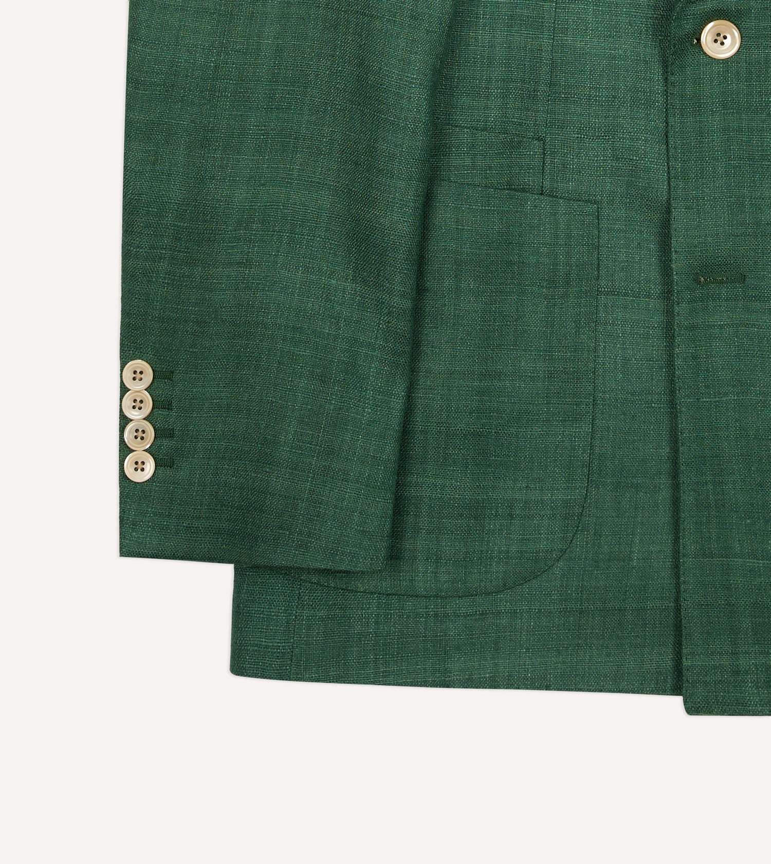 Green Tussah Silk Double-Breasted Evening Jacket