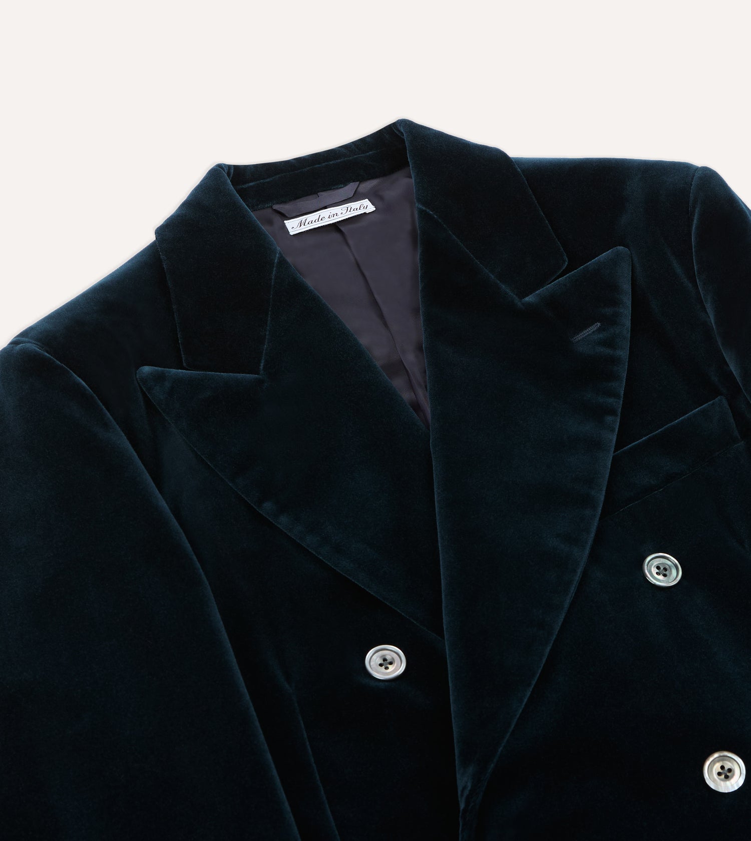 Navy Velvet Double-Breasted Blazer
