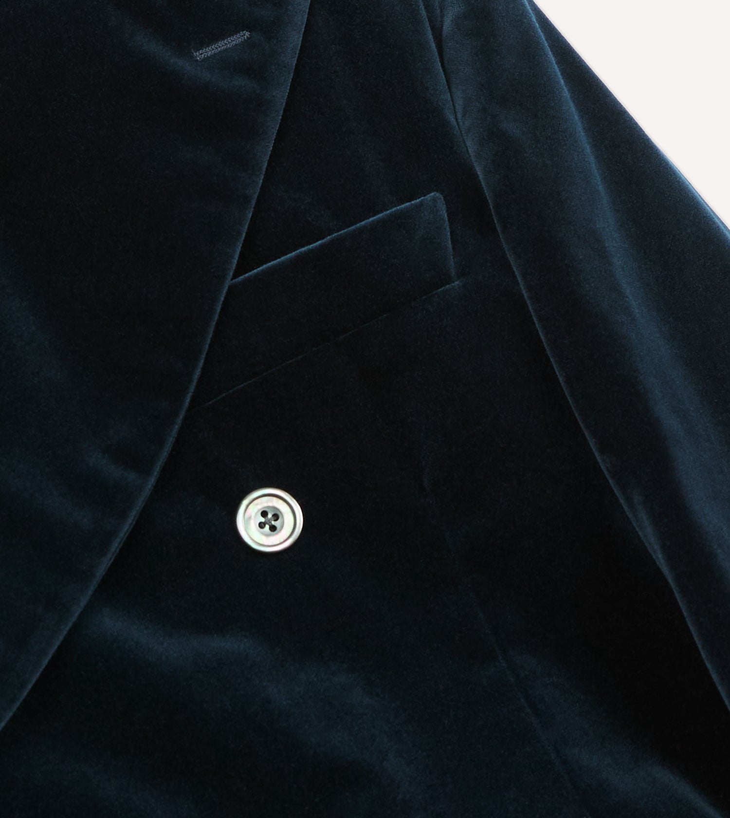 Navy Velvet Double-Breasted Blazer