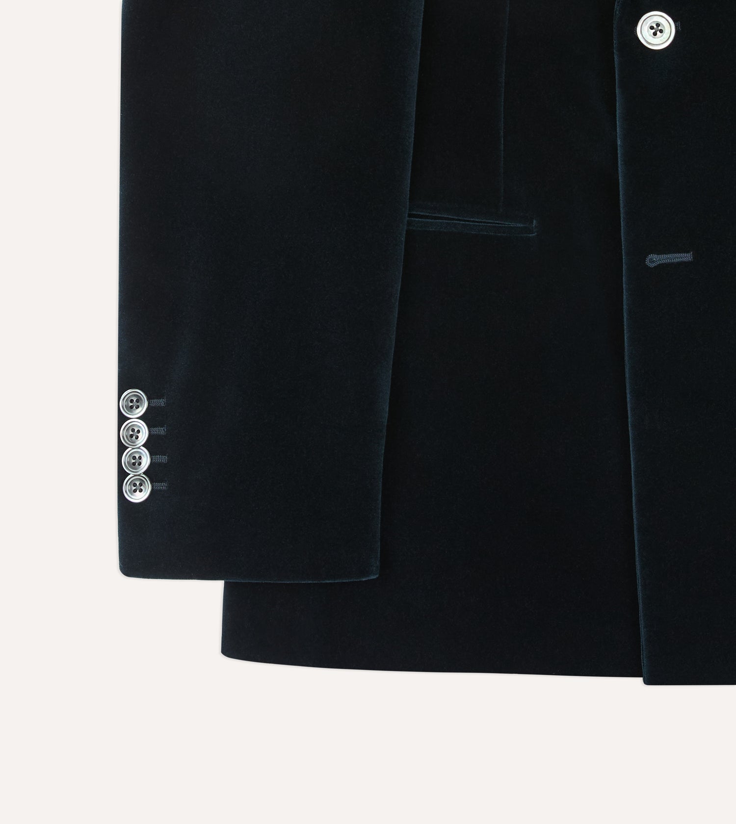 Navy Velvet Double-Breasted Blazer