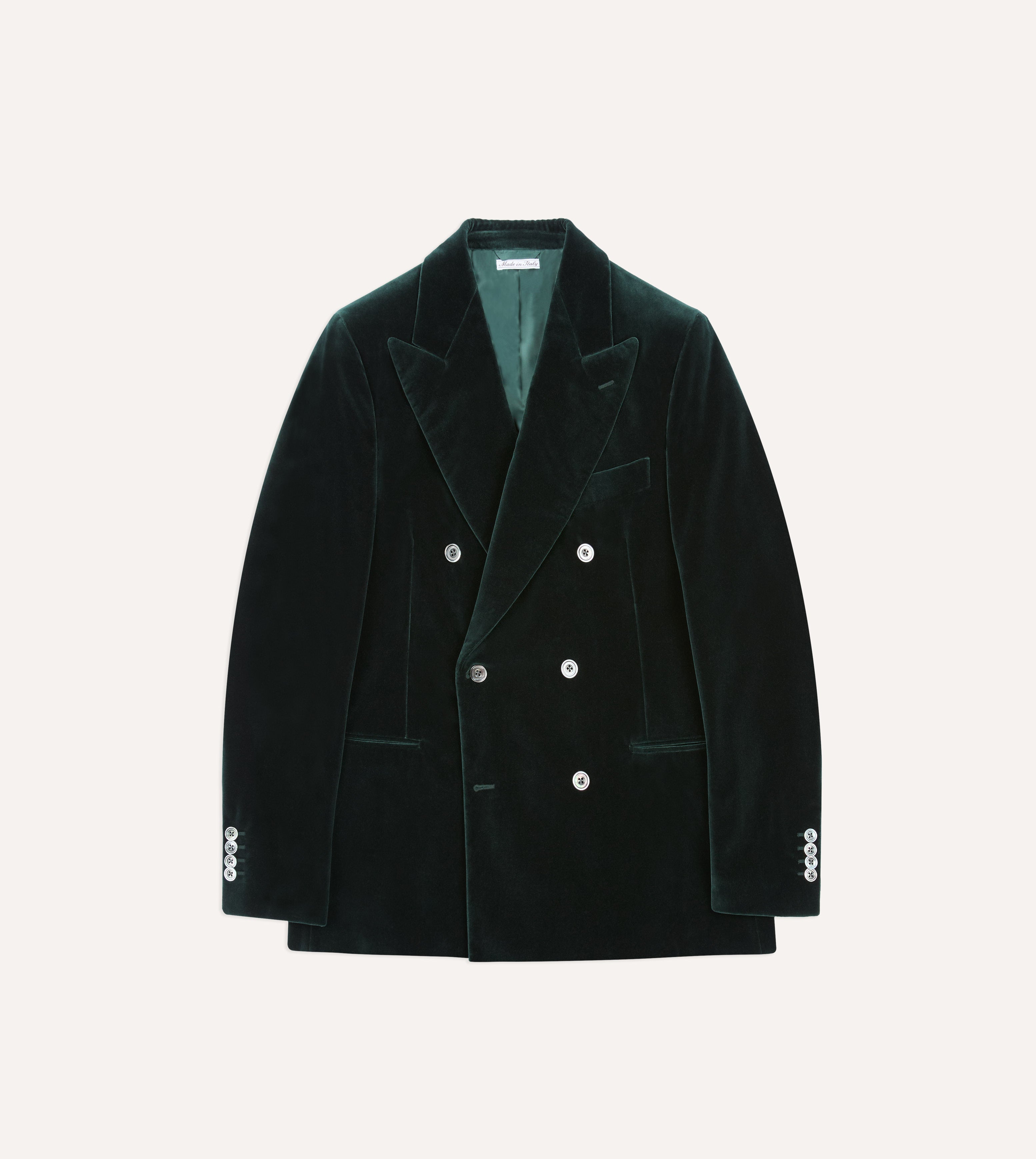 Green Velvet Double-Breasted Blazer