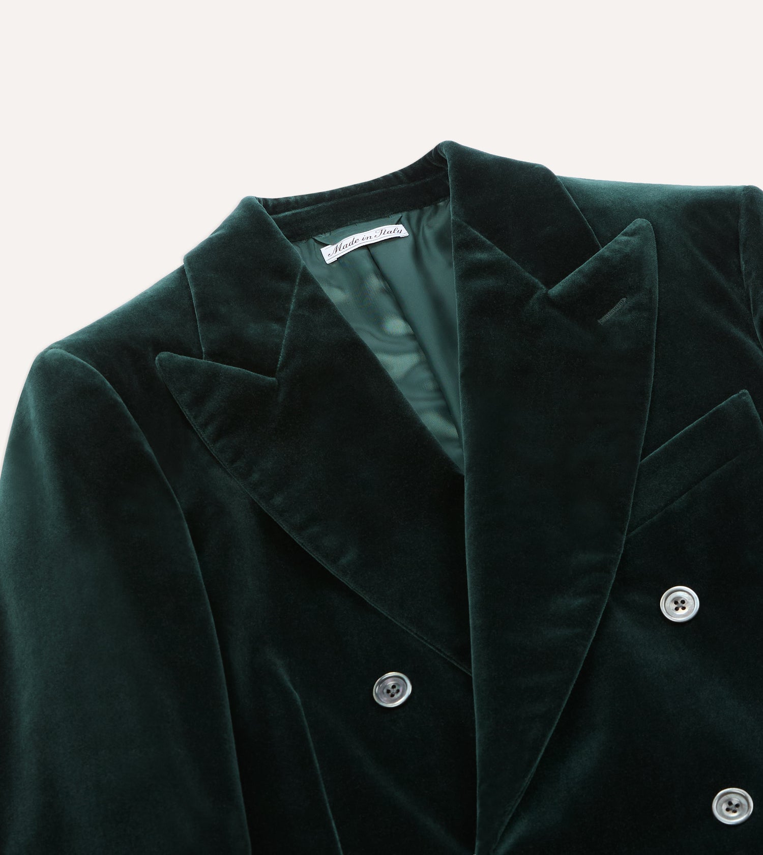 Green Velvet Double-Breasted Blazer
