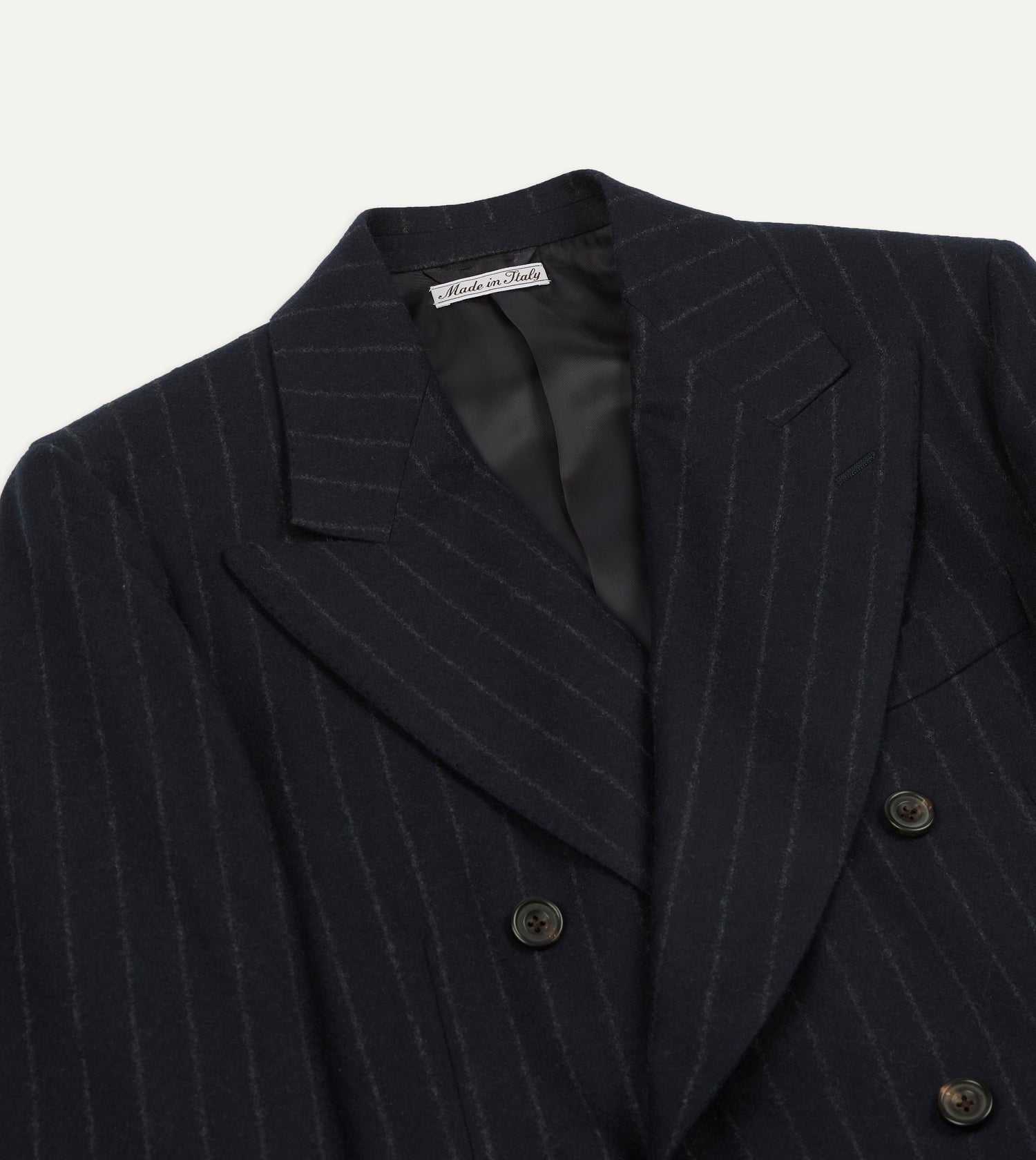 Navy Chalkstripe Wool Flannel Double-Breasted Tailored Jacket