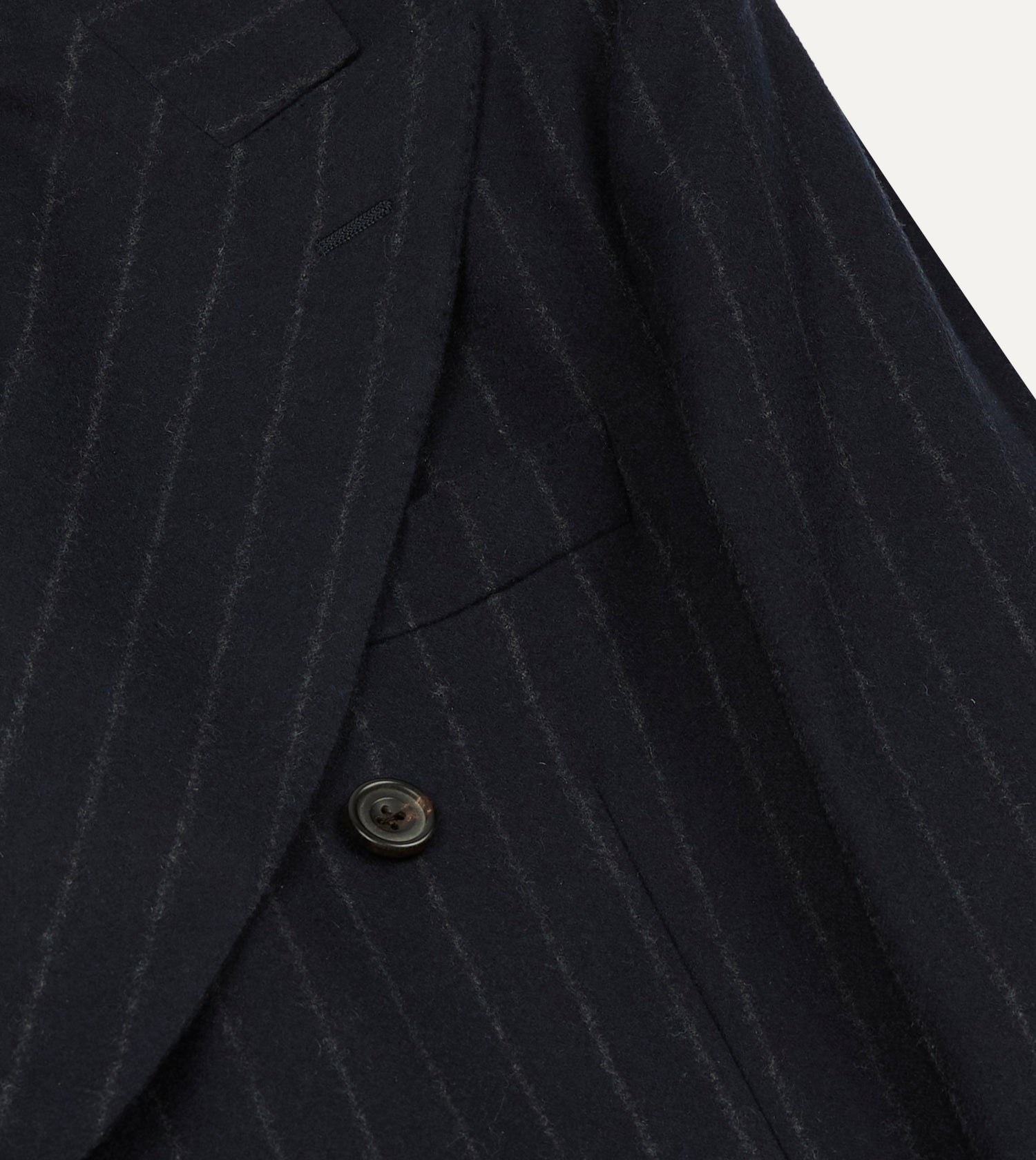 Navy Chalkstripe Wool Flannel Double-Breasted Tailored Jacket