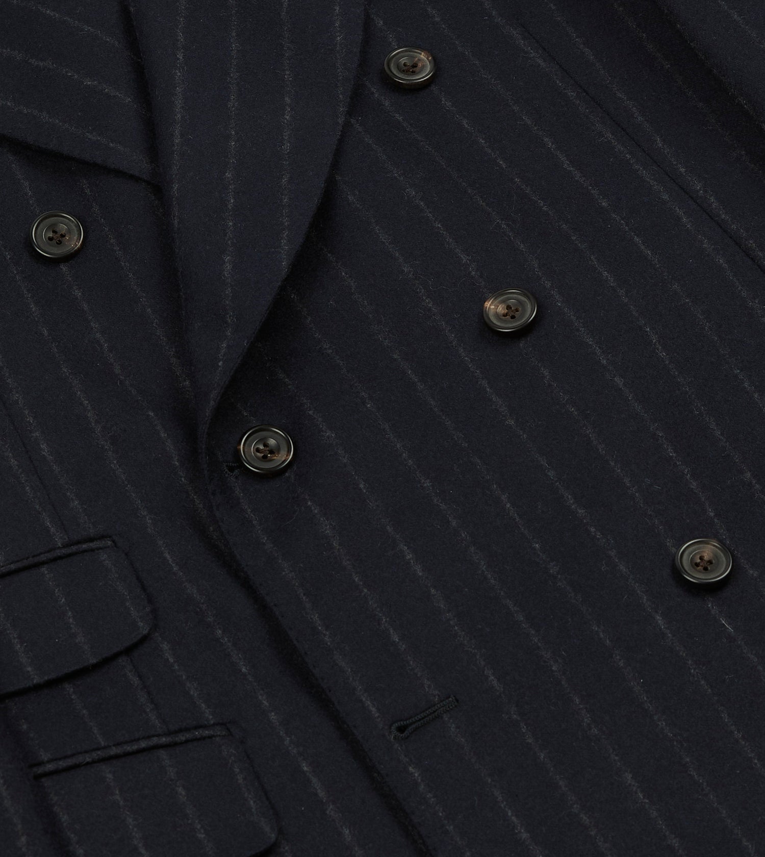 Navy Chalkstripe Wool Flannel Double-Breasted Tailored Jacket