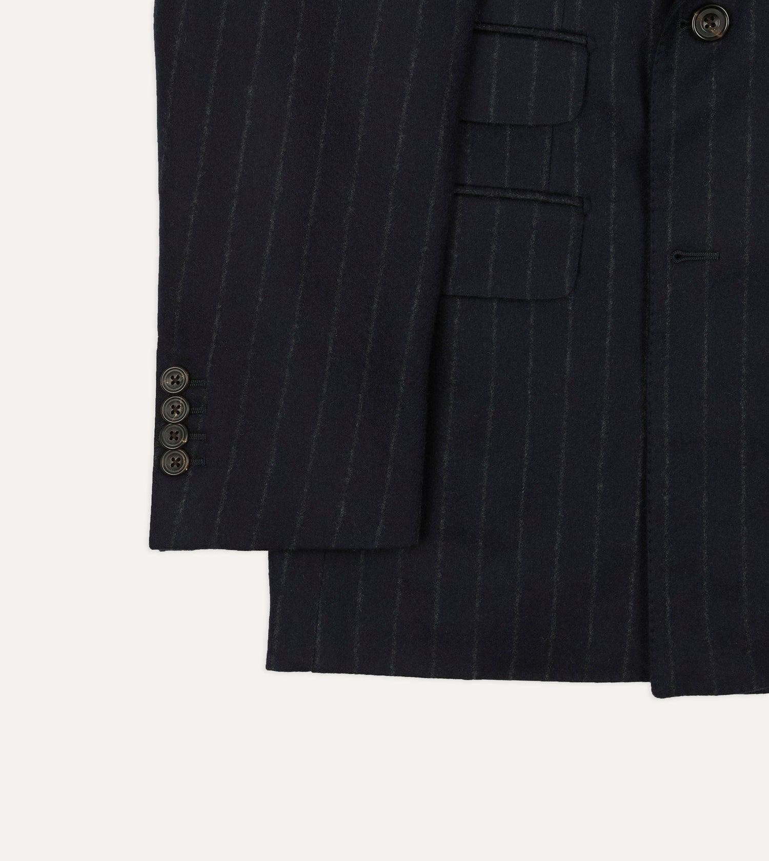 Navy Chalkstripe Wool Flannel Double-Breasted Tailored Jacket