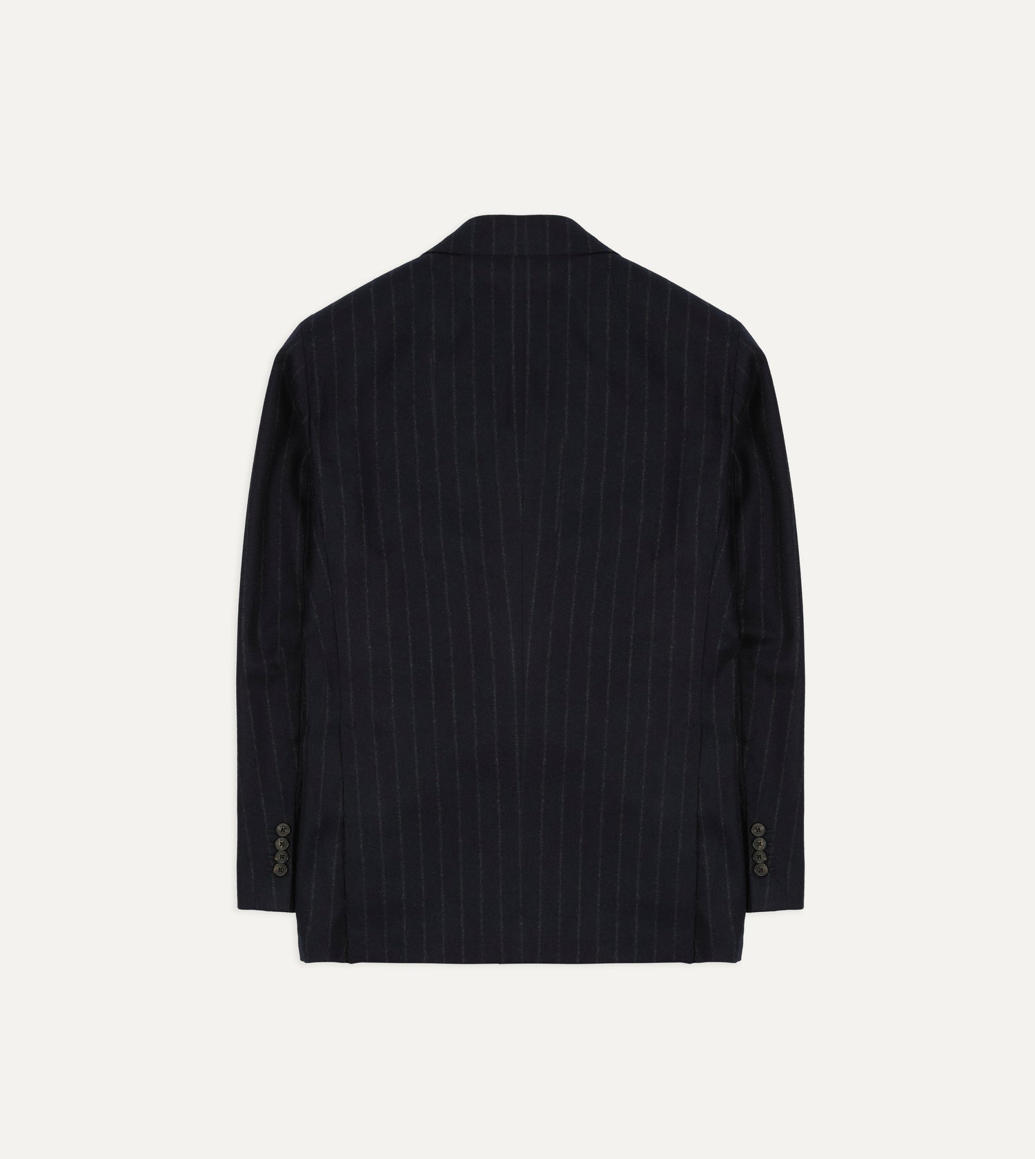 Navy Chalkstripe Wool Flannel Double-Breasted Tailored Jacket
