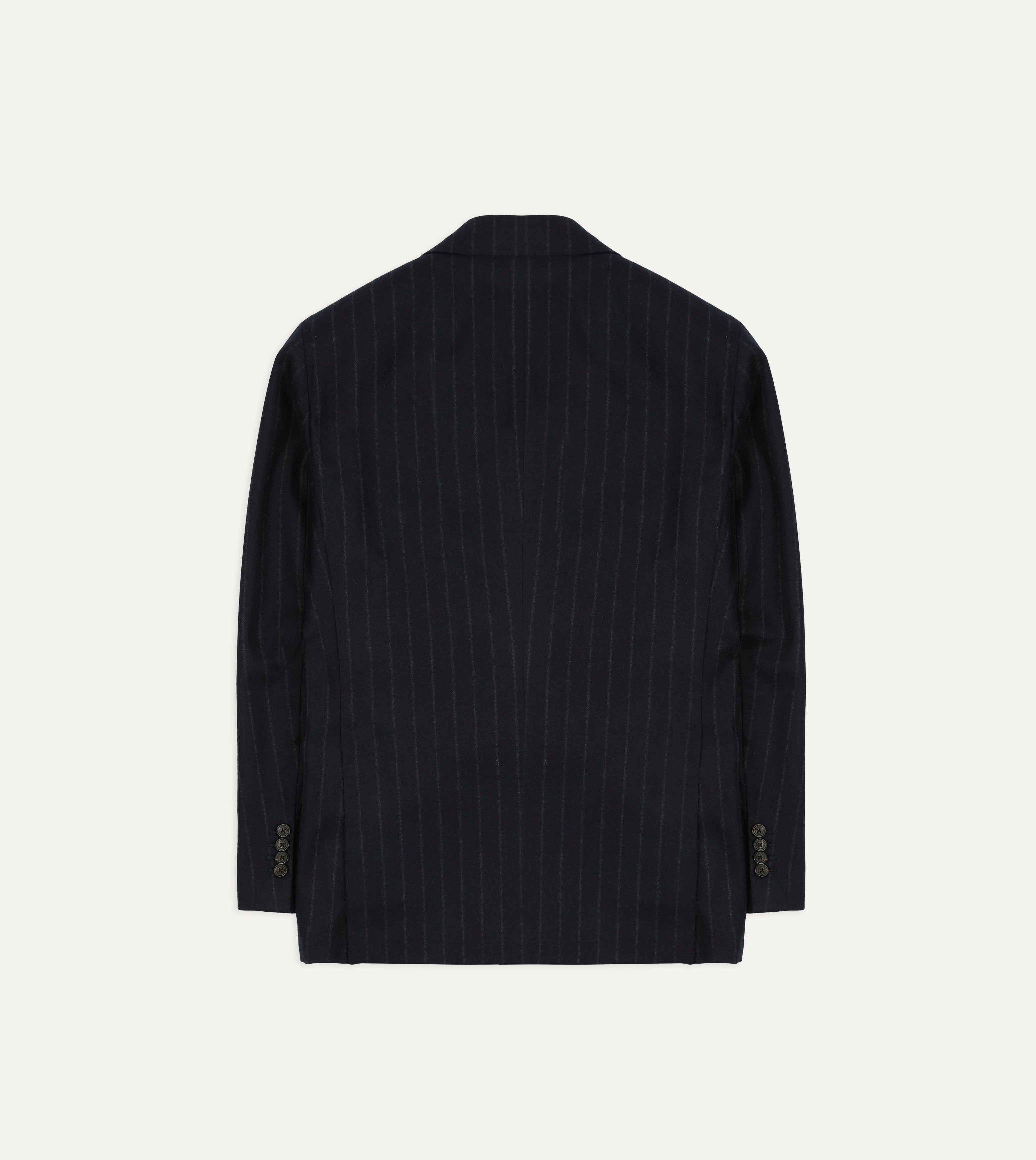 Navy Chalkstripe Wool Flannel Double-Breasted Tailored Jacket