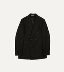 Black Fresco® Wool Double-Breasted Tailored Jacket