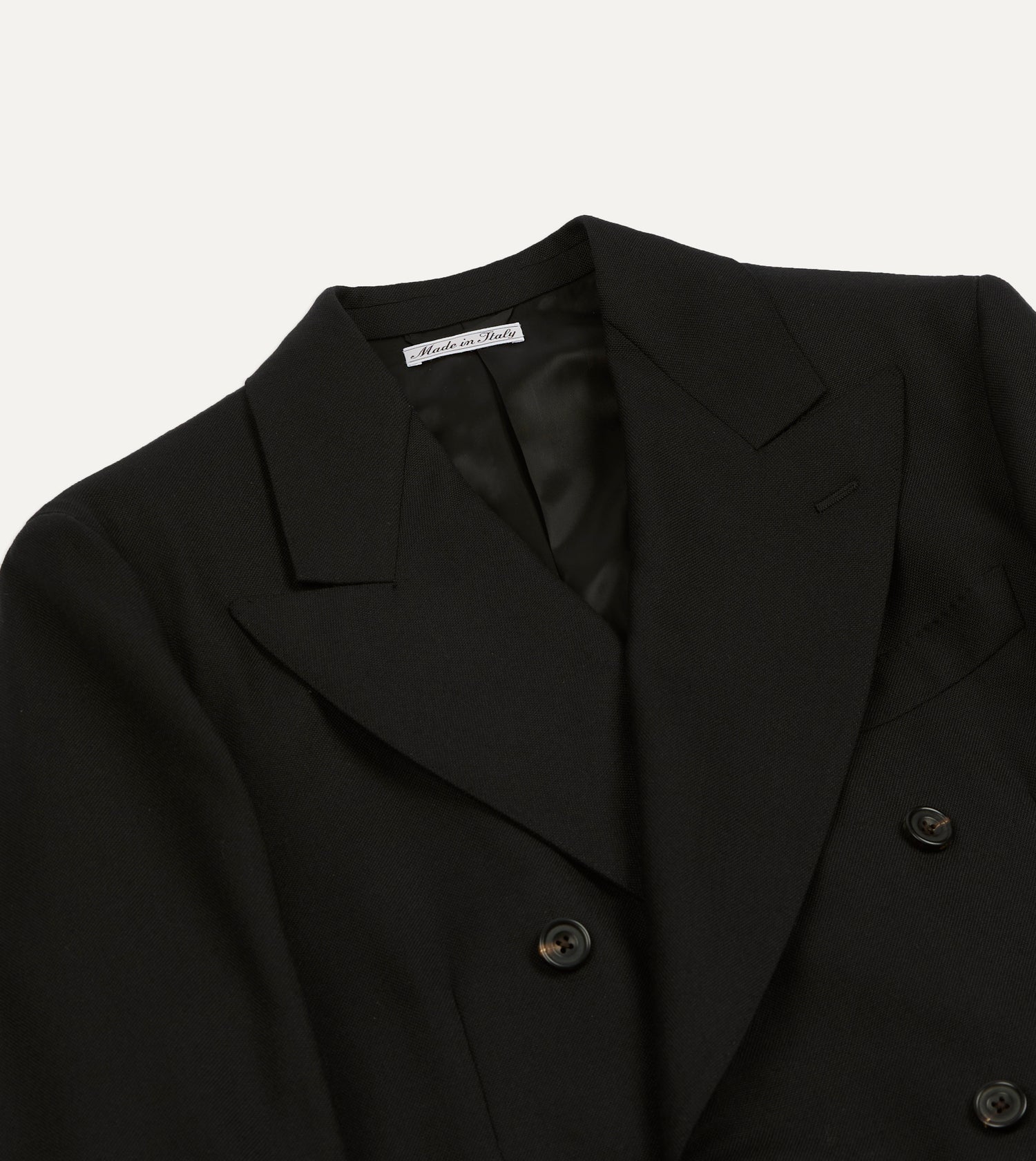 Black Fresco® Wool Double-Breasted Tailored Jacket