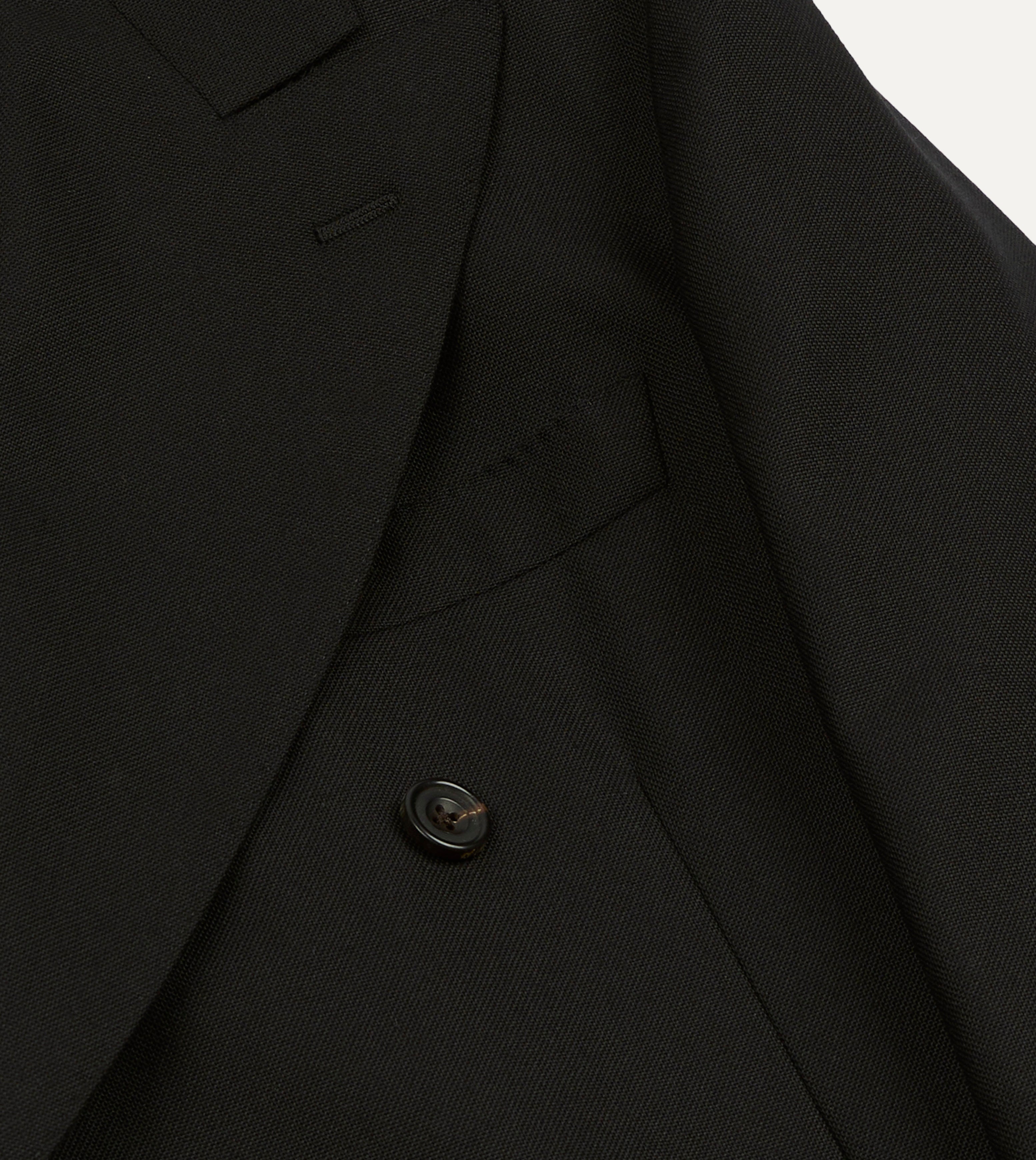 Black Fresco® Wool Double-Breasted Tailored Jacket – Drakes US
