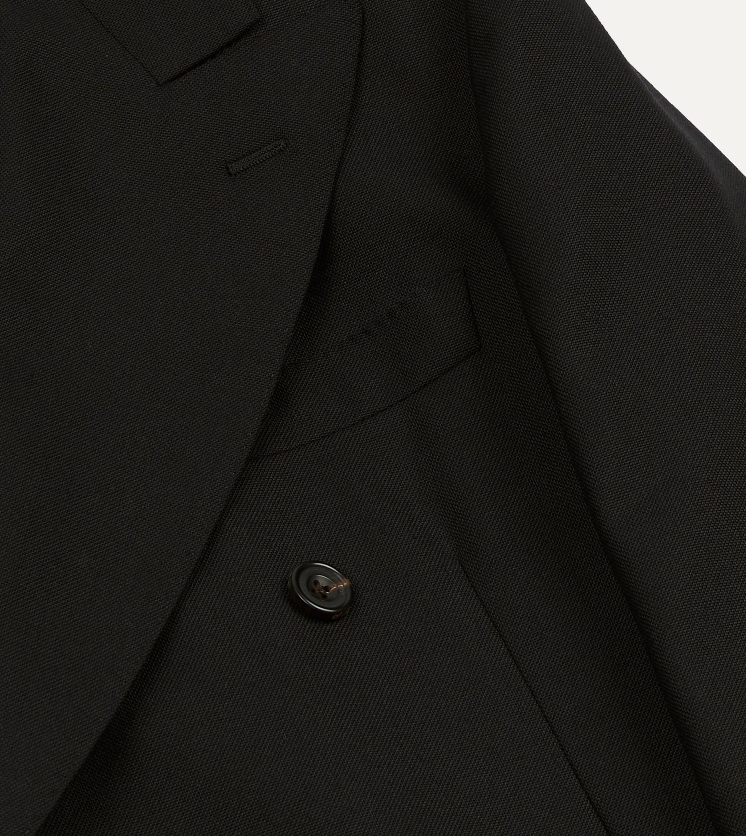 Black Fresco® Wool Double-Breasted Tailored Jacket