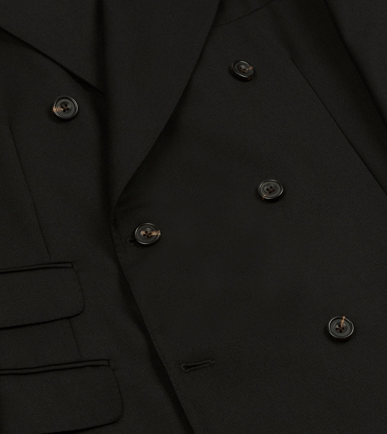 Black Fresco® Wool Double-Breasted Tailored Jacket