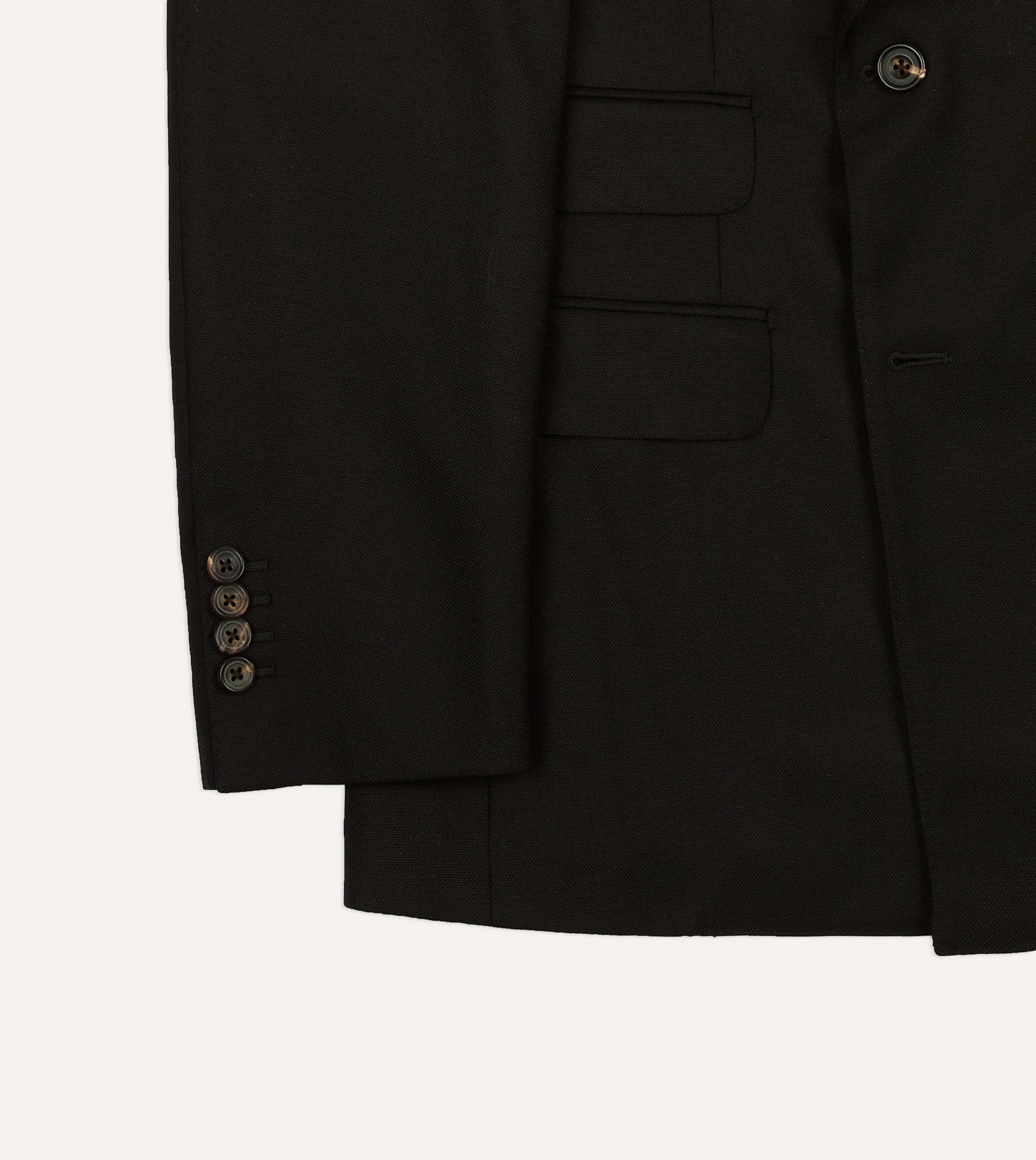 Black Fresco® Wool Double-Breasted Tailored Jacket – Drakes US
