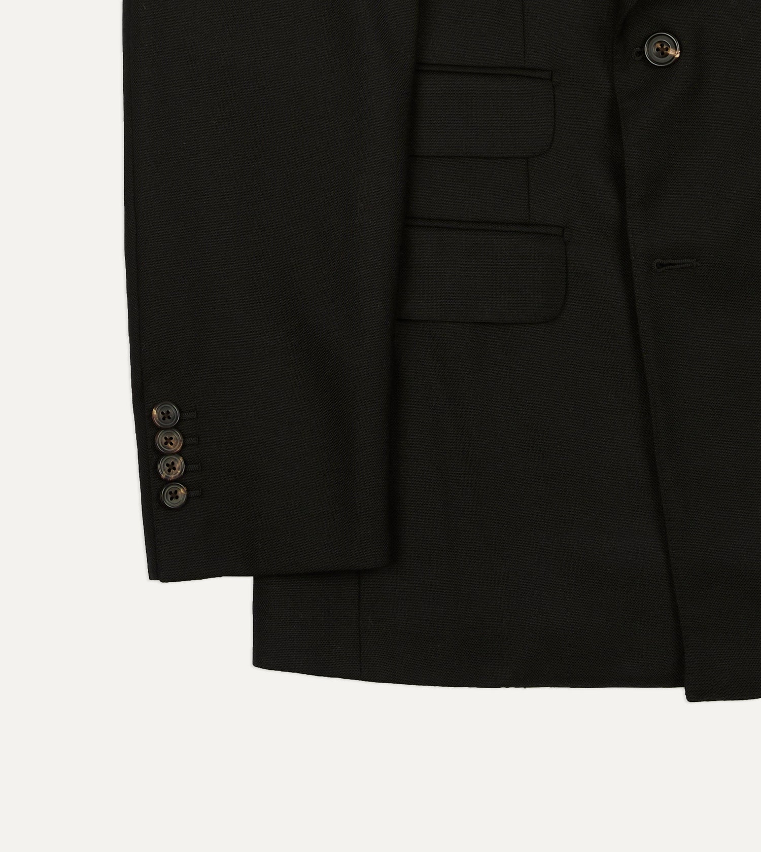 Black Fresco® Wool Double-Breasted Tailored Jacket