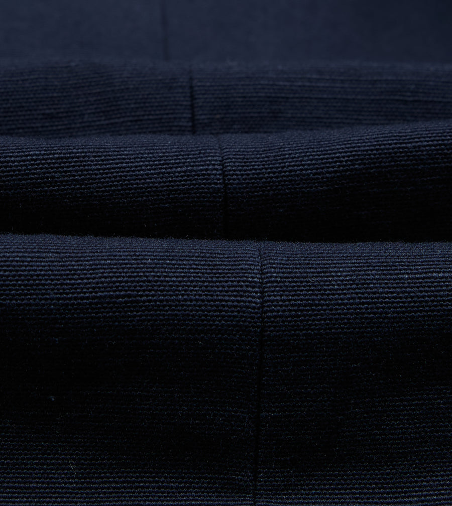 Navy Linen-Cotton Double-Breasted Tailored Jacket