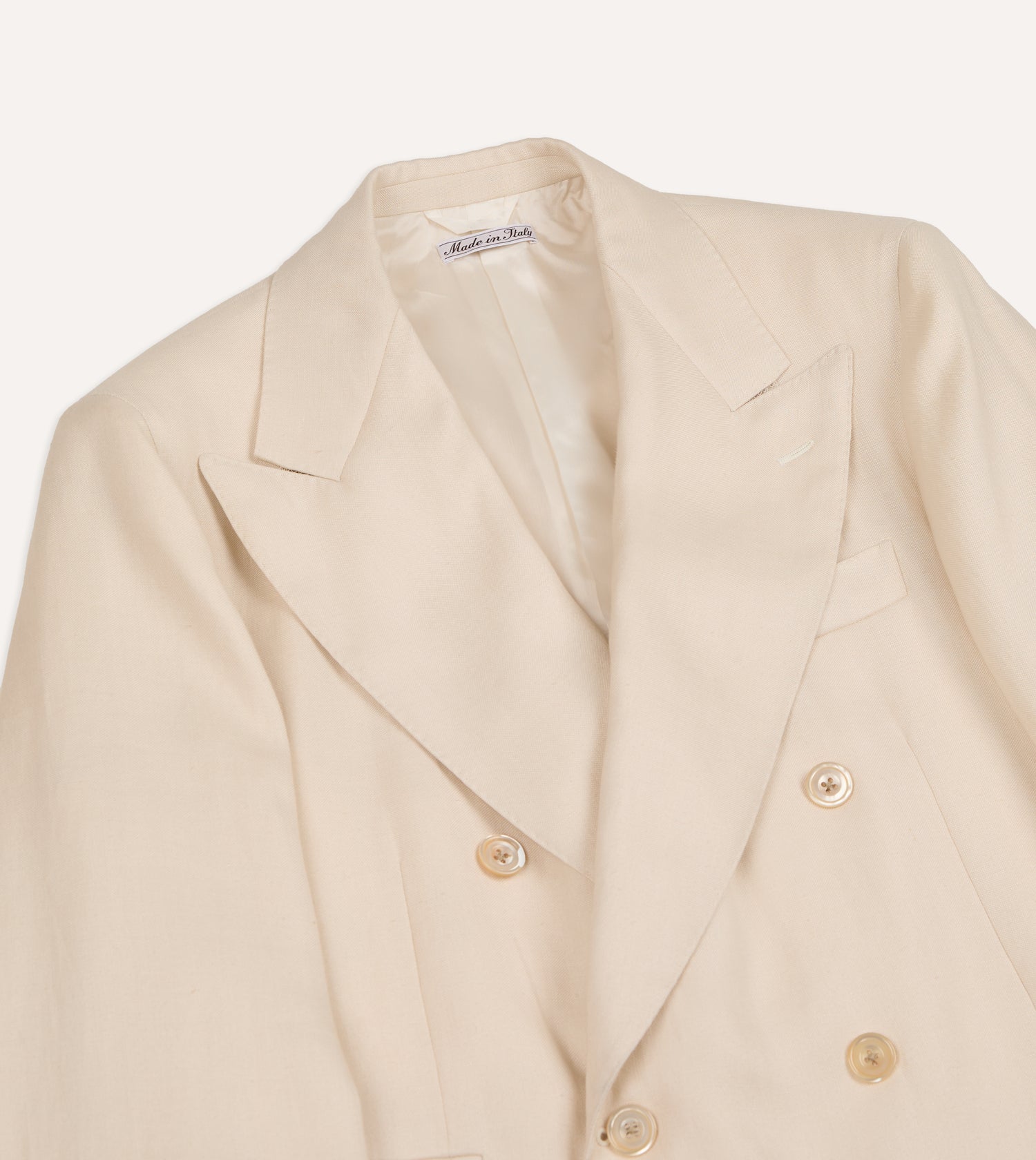 Ecru Ramie-Canapa Double-Breasted Tailored Jacket