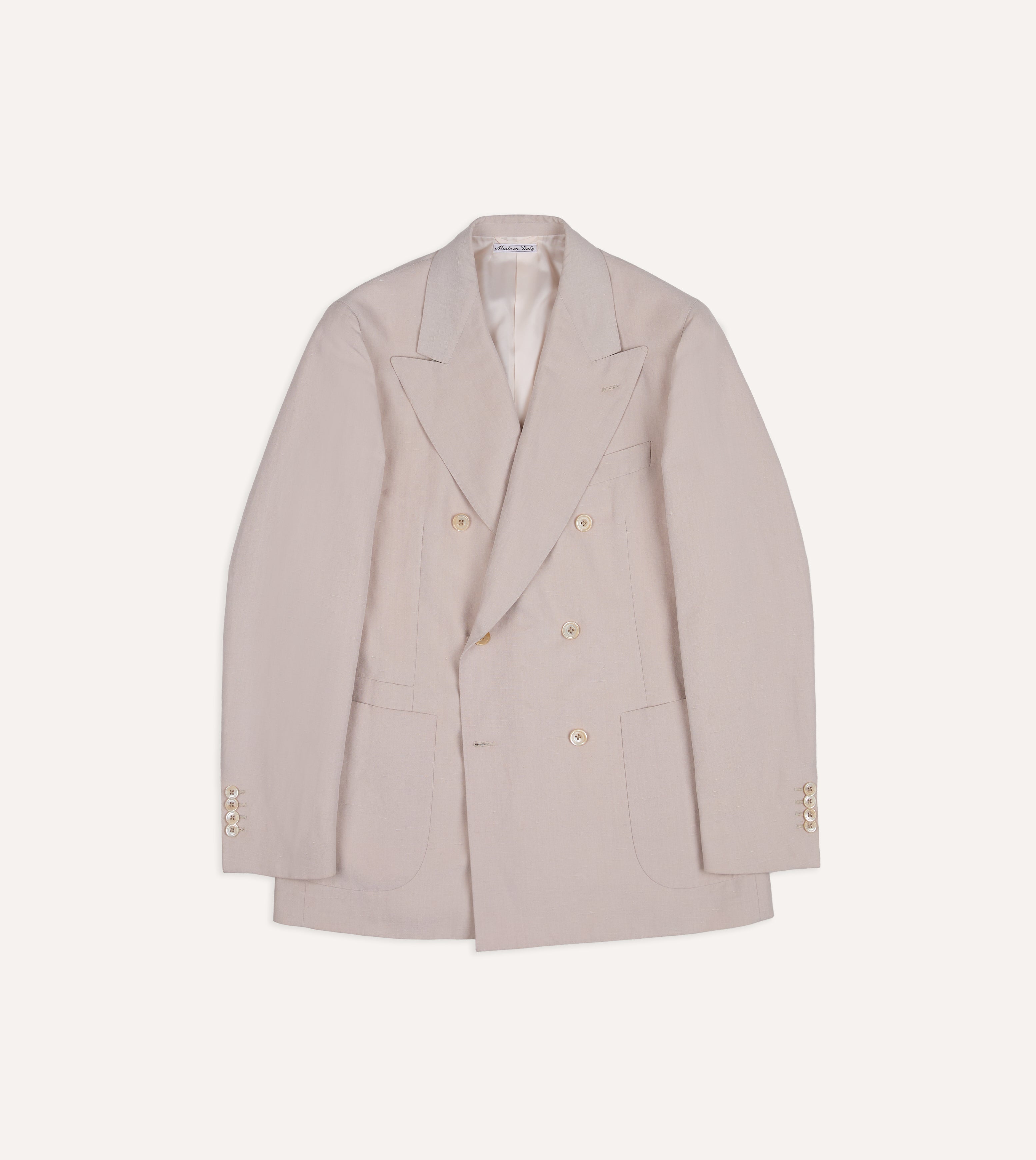 Pink Tussah Silk-Linen Double-Breasted Tailored Jacket – Drakes US