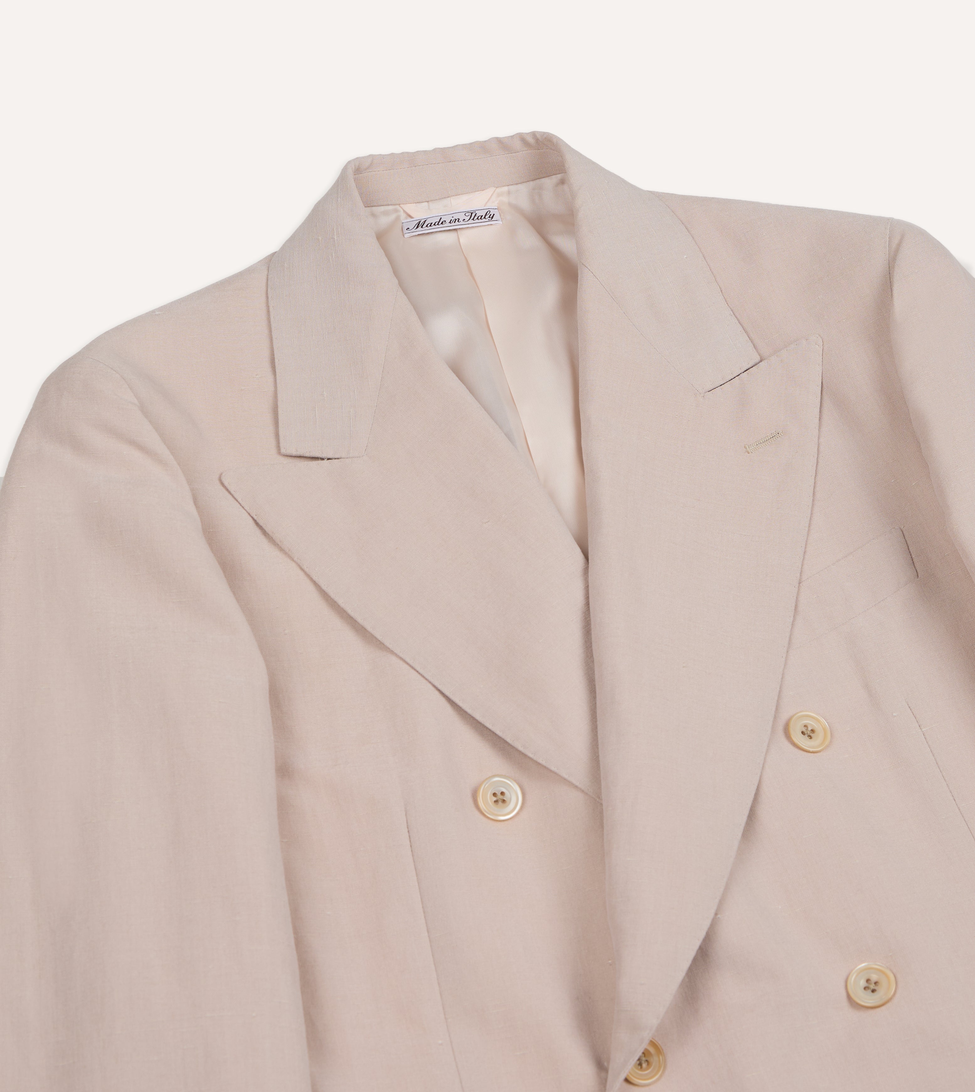 Pink Tussah Silk-Linen Double-Breasted Tailored Jacket – Drakes US