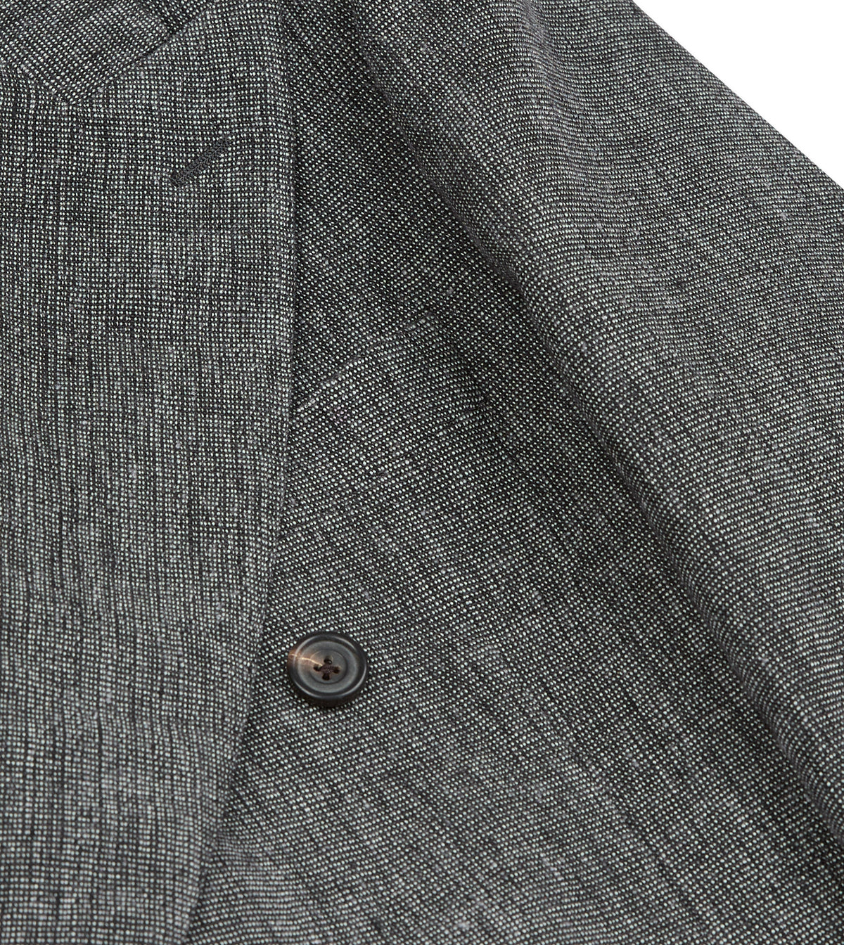 Grey Nailhead Linen-Wool Double-Breasted Tailored Jacket