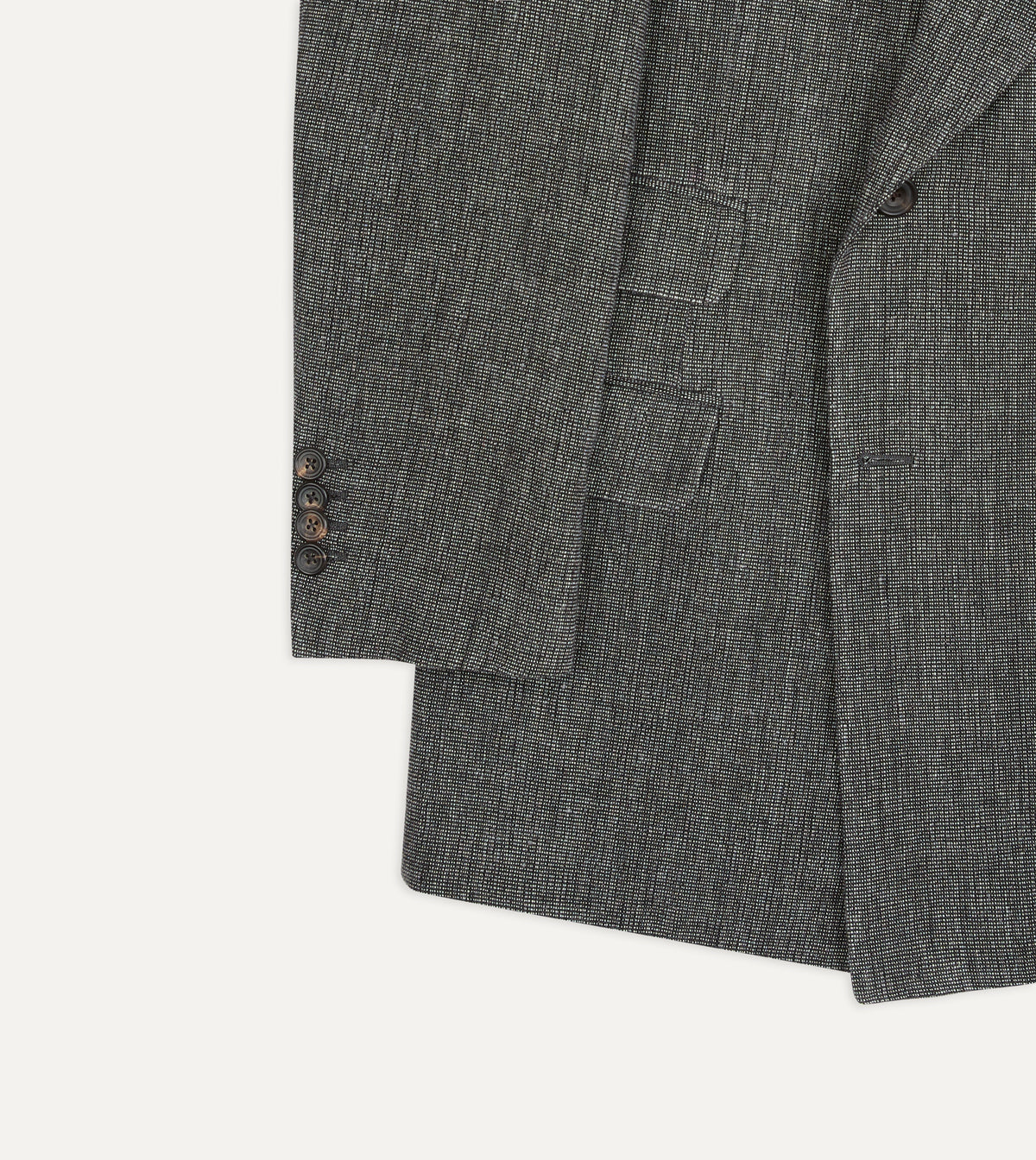 Grey Nailhead Linen-Wool Double-Breasted Tailored Jacket
