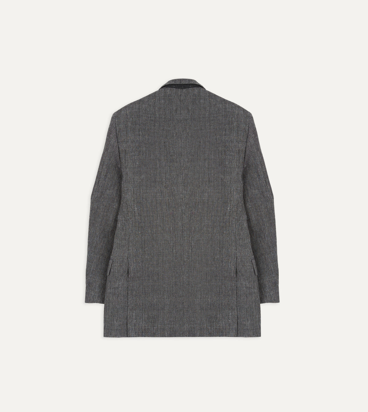 Grey Nailhead Linen-Wool Double-Breasted Tailored Jacket