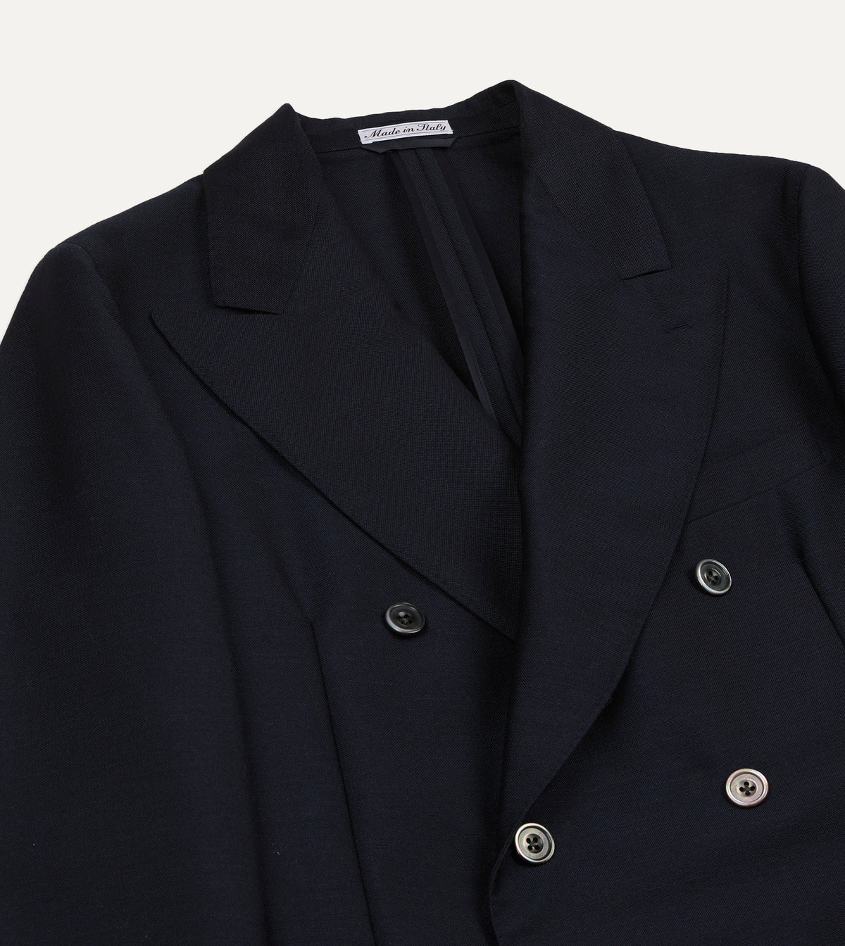 Navy Wool-Mohair Double-Breasted Travel Blazer