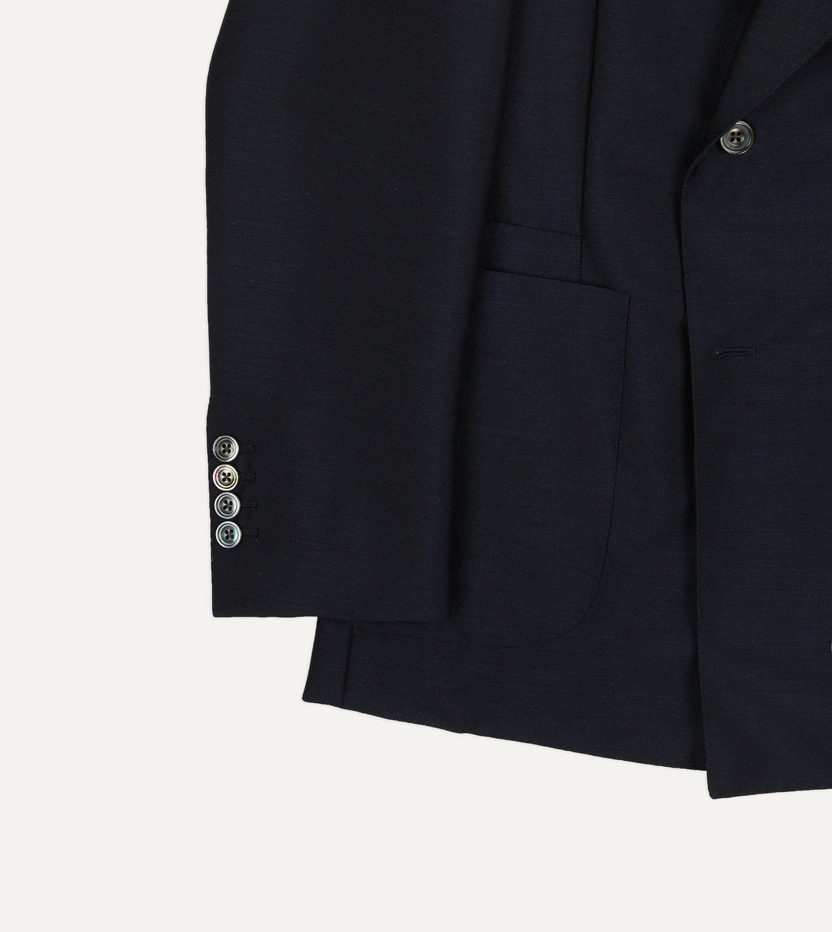 Navy Wool-Mohair Double-Breasted Travel Blazer