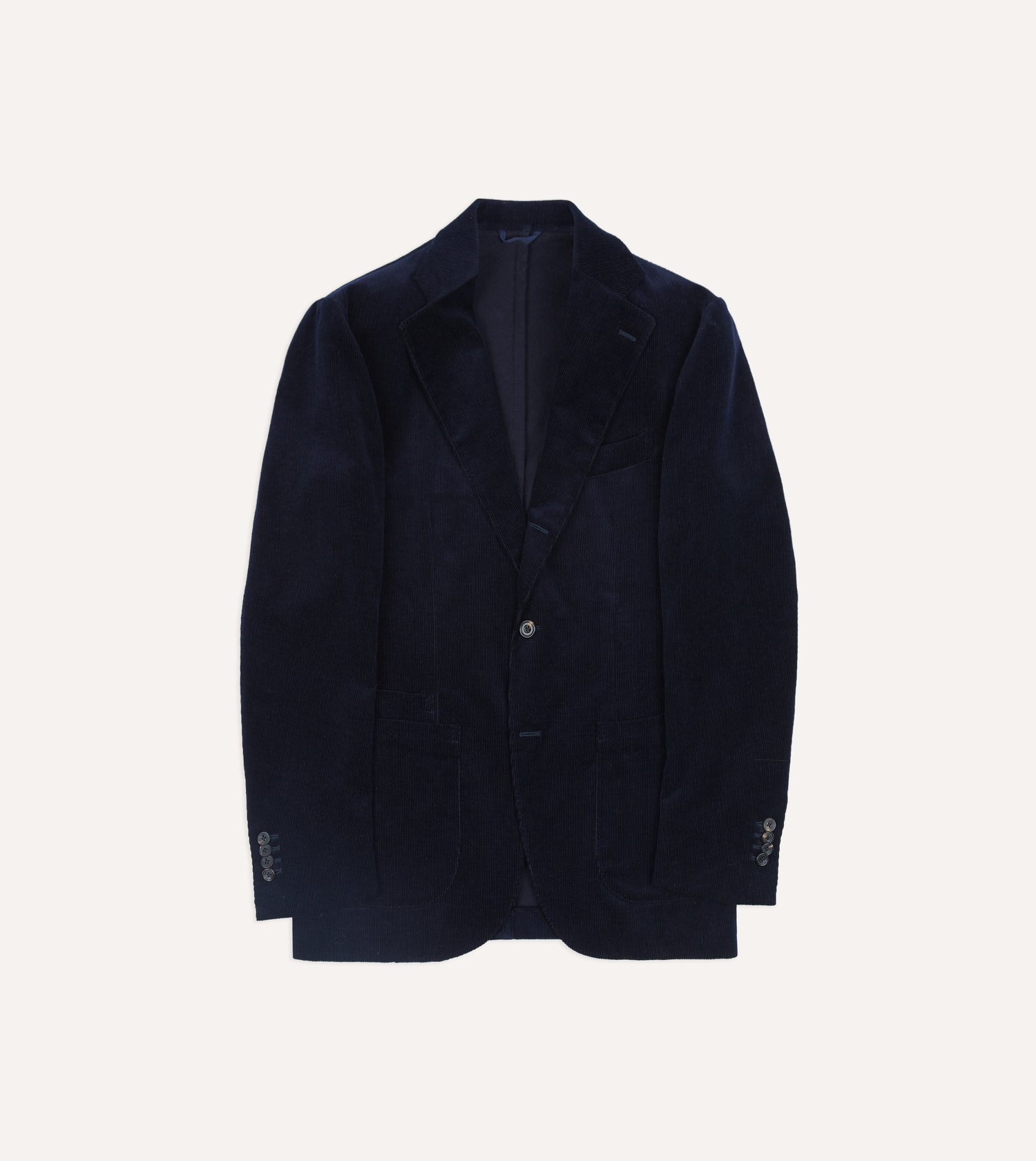 Navy Mid-Wale Cotton Corduroy Tailored Jacket