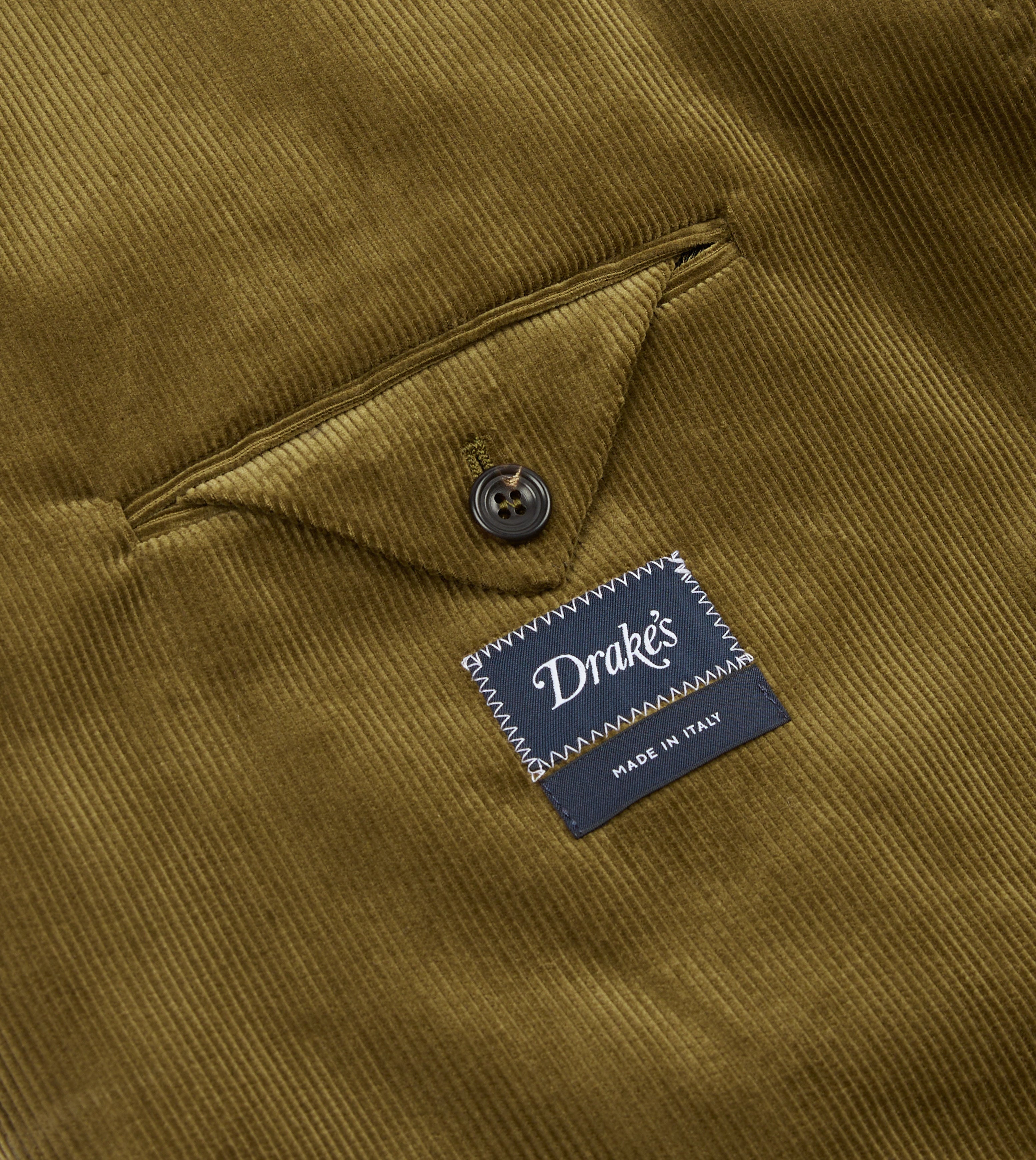 Olive Green Mid-Wale Cotton Corduroy Tailored Jacket