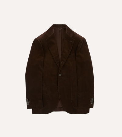 Brown Mid-Wale Cotton Corduroy Tailored Jacket – Drakes US