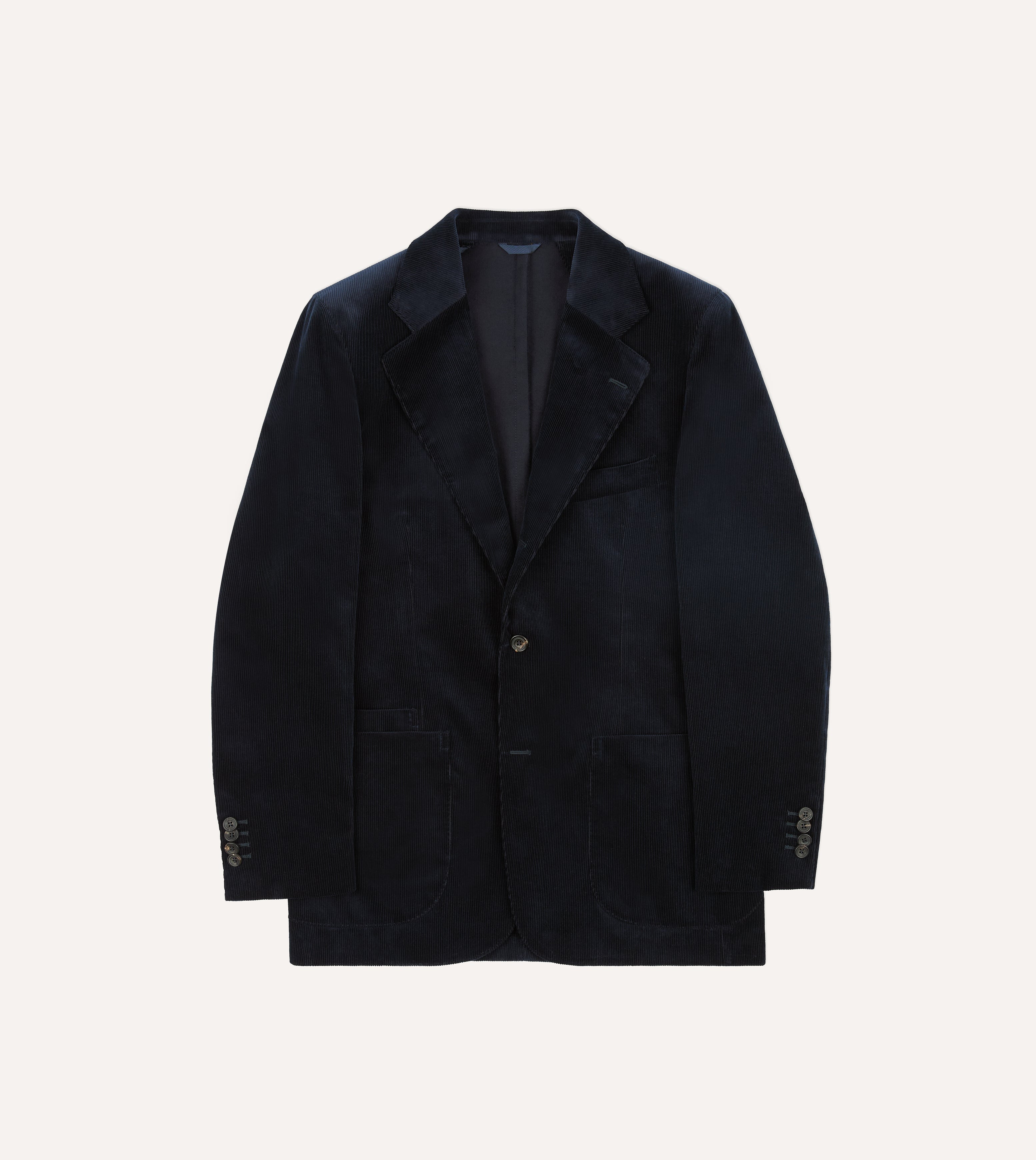 Navy Mid-Wale Cotton Corduroy Tailored Jacket