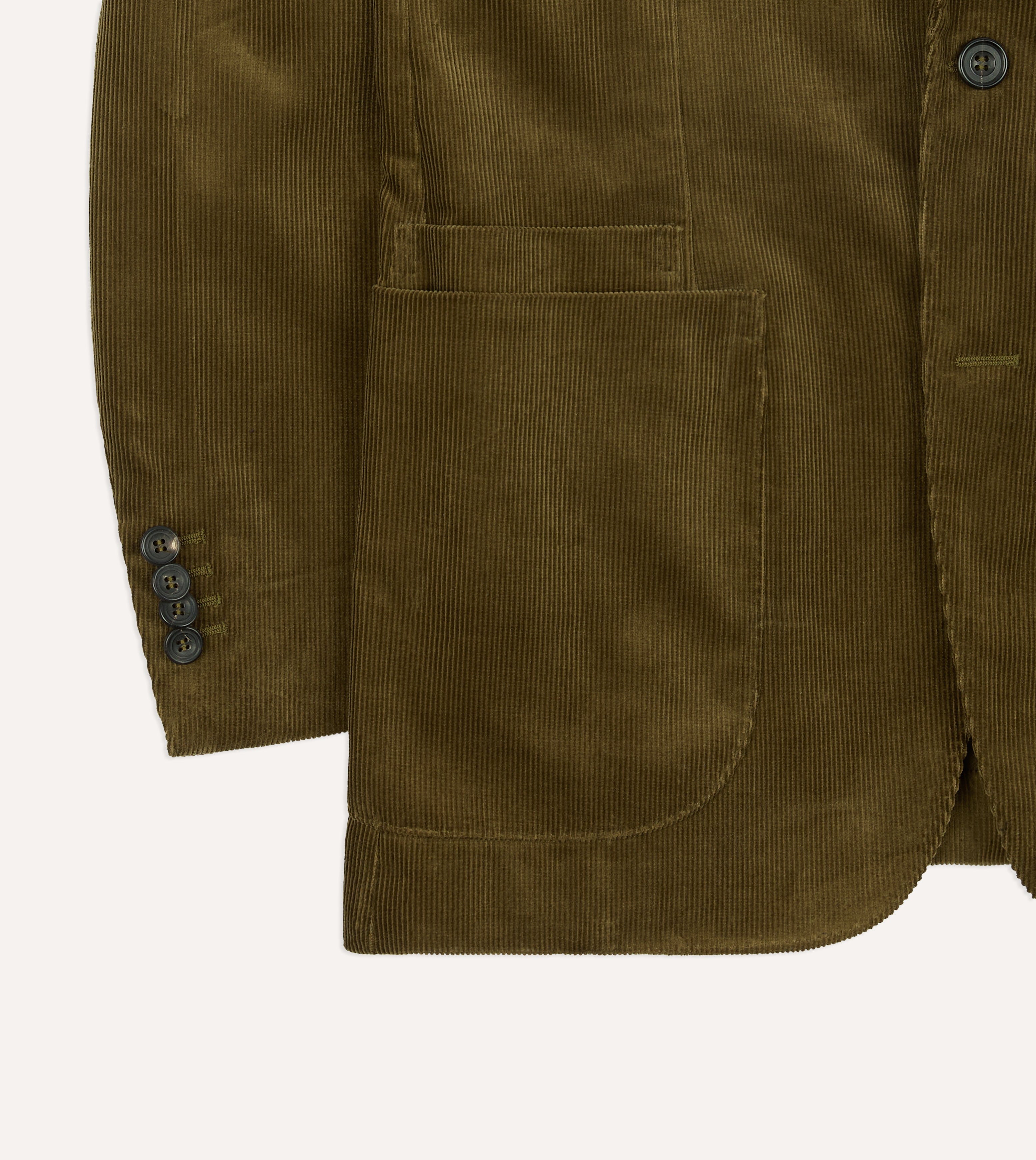 Olive Green Mid-Wale Cotton Corduroy Tailored Jacket – Drakes US Olive Green Mid-Wale Cotton Corduroy Tailored Jacket – Drakes US