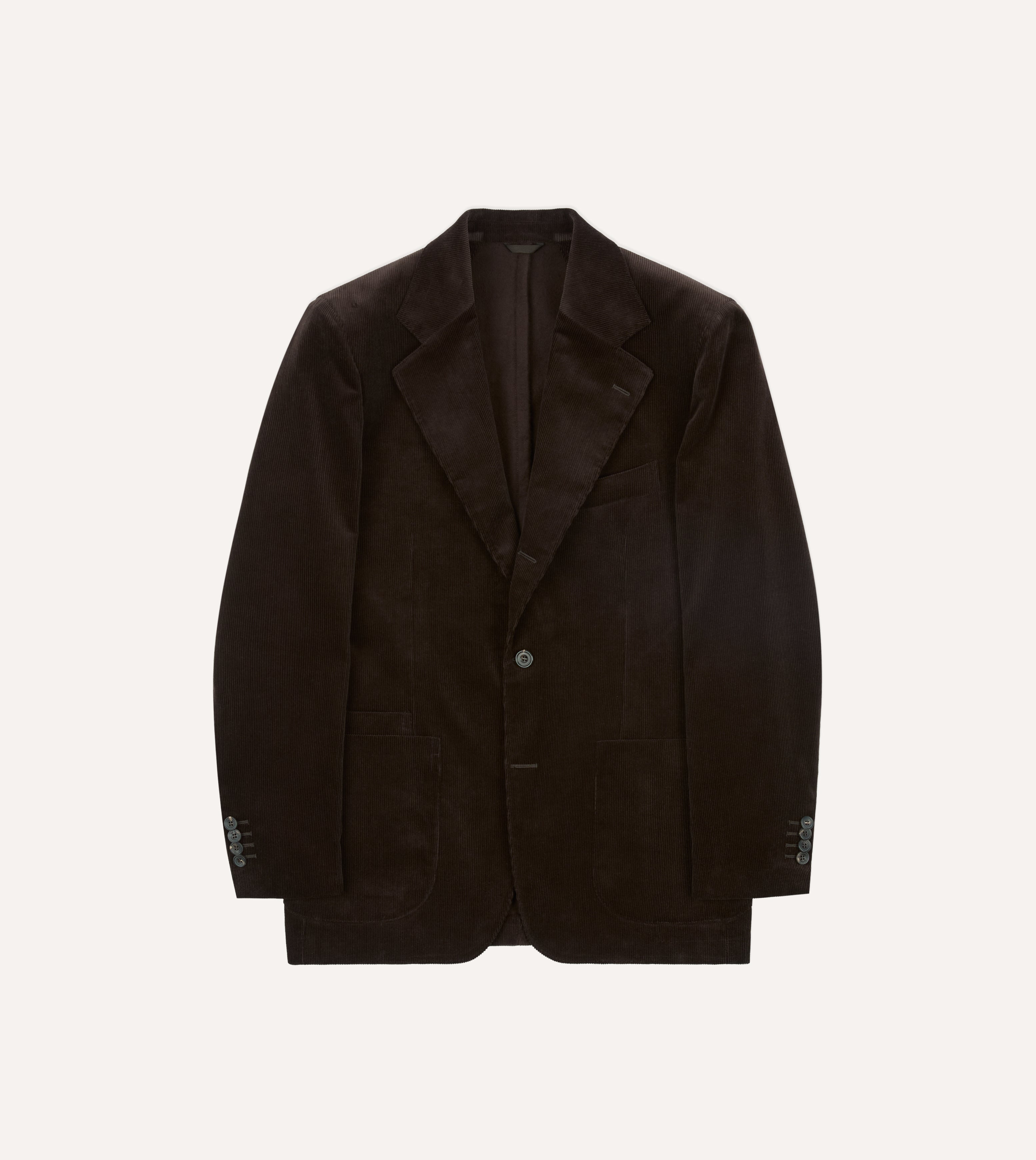 Brown Mid-Wale Cotton Corduroy Tailored Jacket