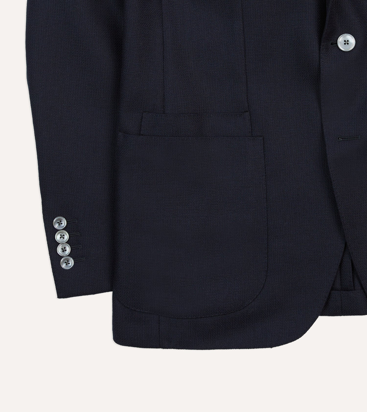 Navy Wool Hopsack Blazer