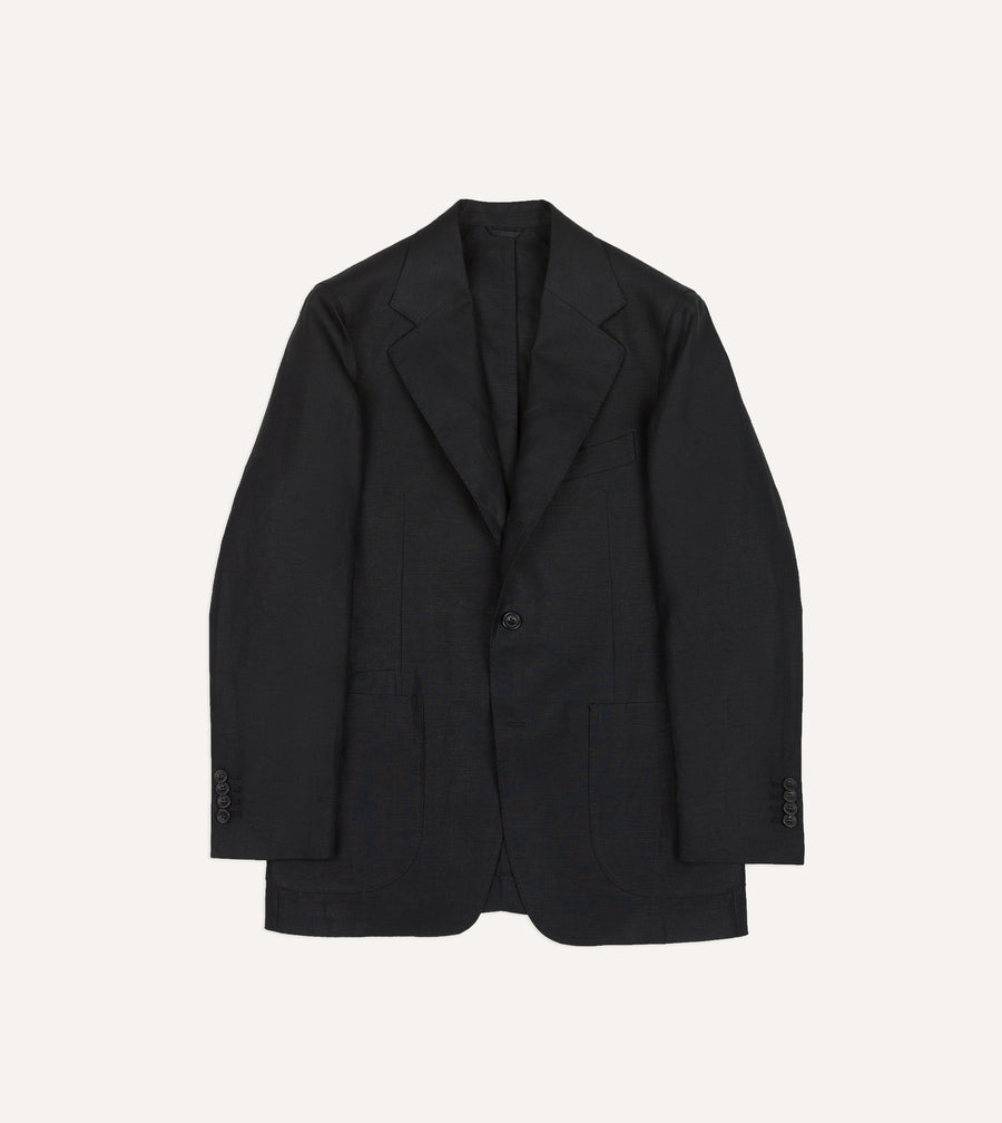 Black Irish Linen Tailored Jacket
