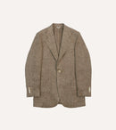 Brown Herringbone Linen-Silk Blazer