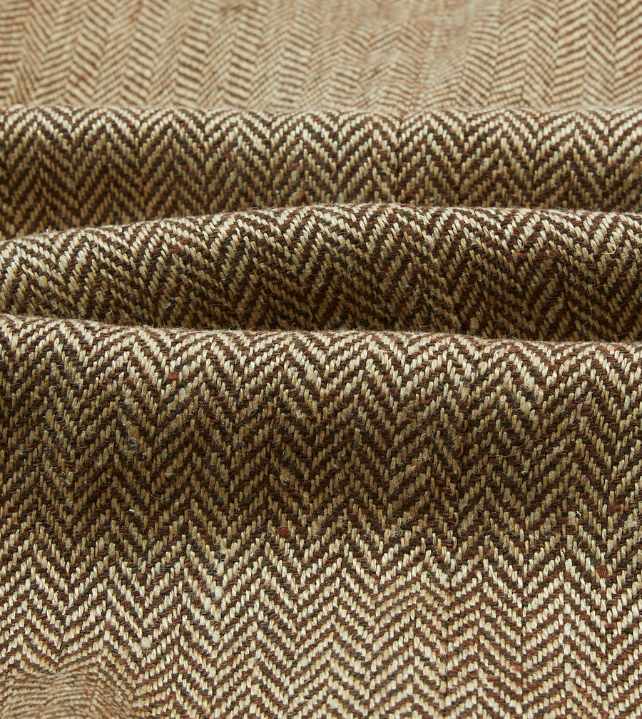 Brown Herringbone Linen-Silk Blazer