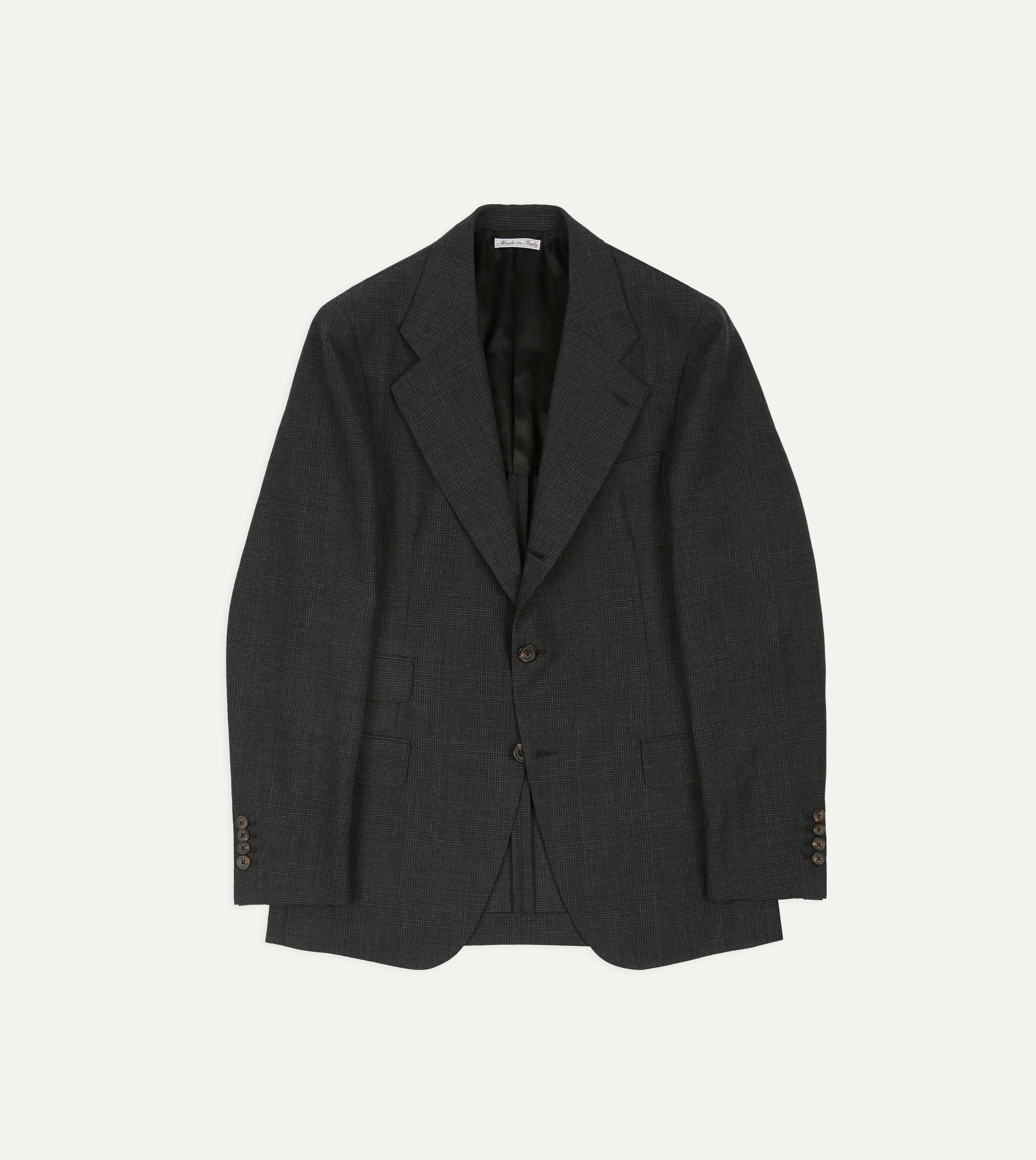 Grey Prince of Wales Check Fresco® Wool Tailored Jacket