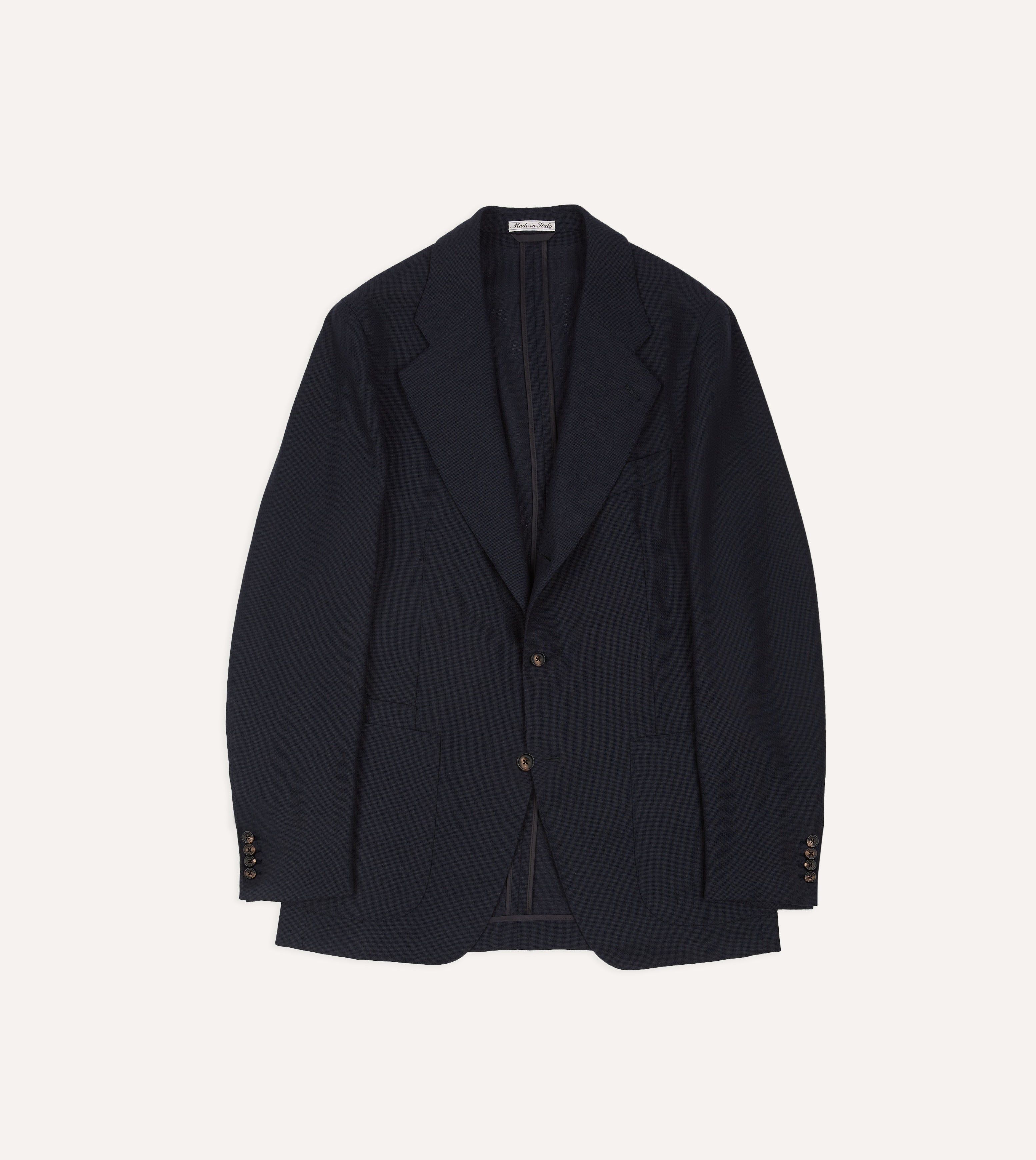 Navy Wool Open Weave Travel Blazer