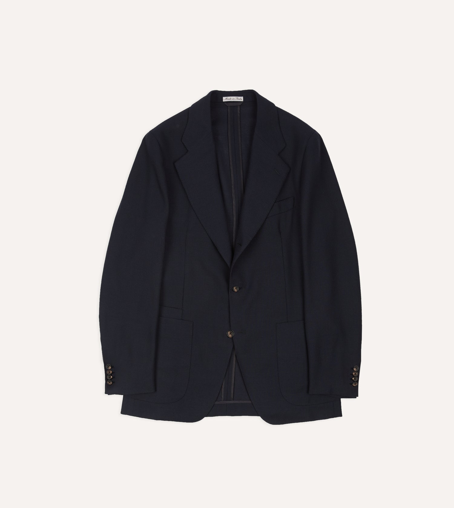 Navy Wool Open Weave Travel Blazer