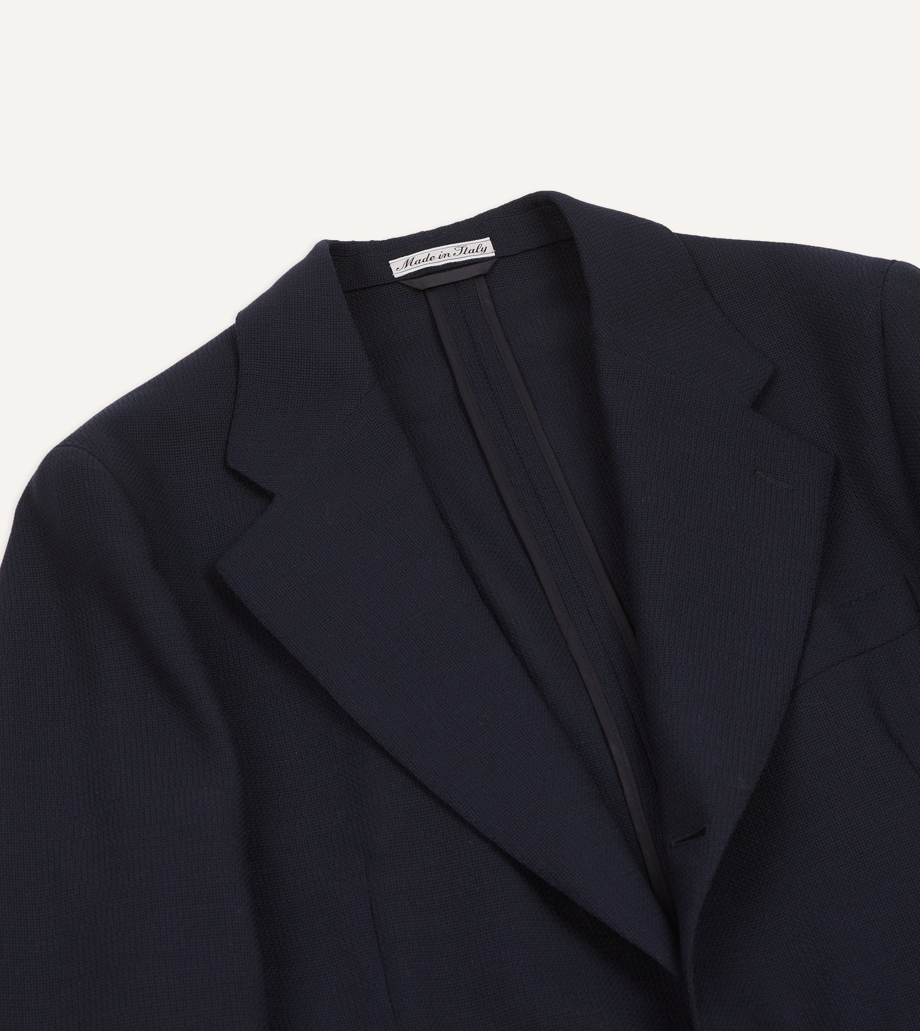 Navy Wool Open Weave Travel Blazer – Drakes US