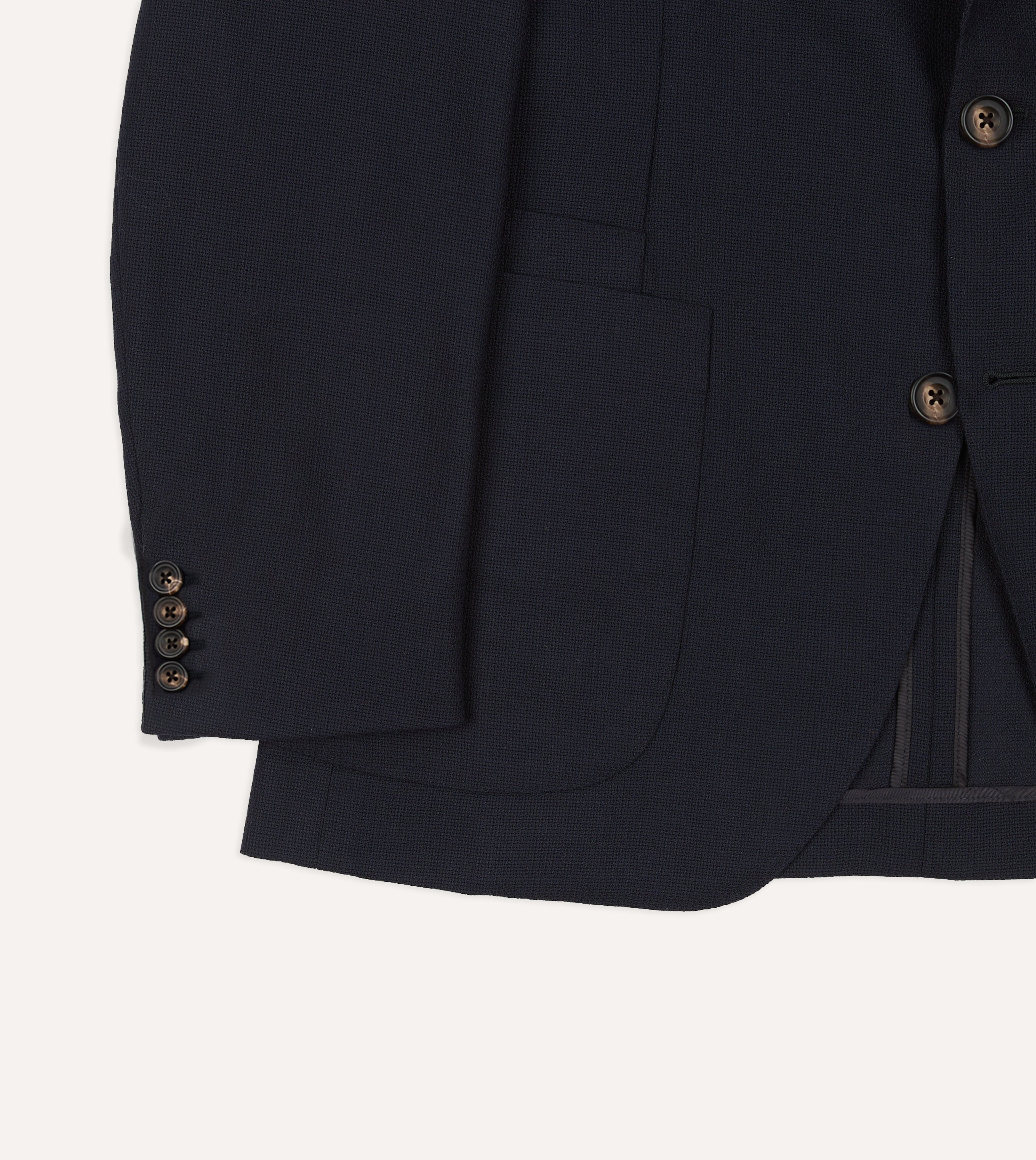 Navy Wool Open Weave Travel Blazer – Drakes US