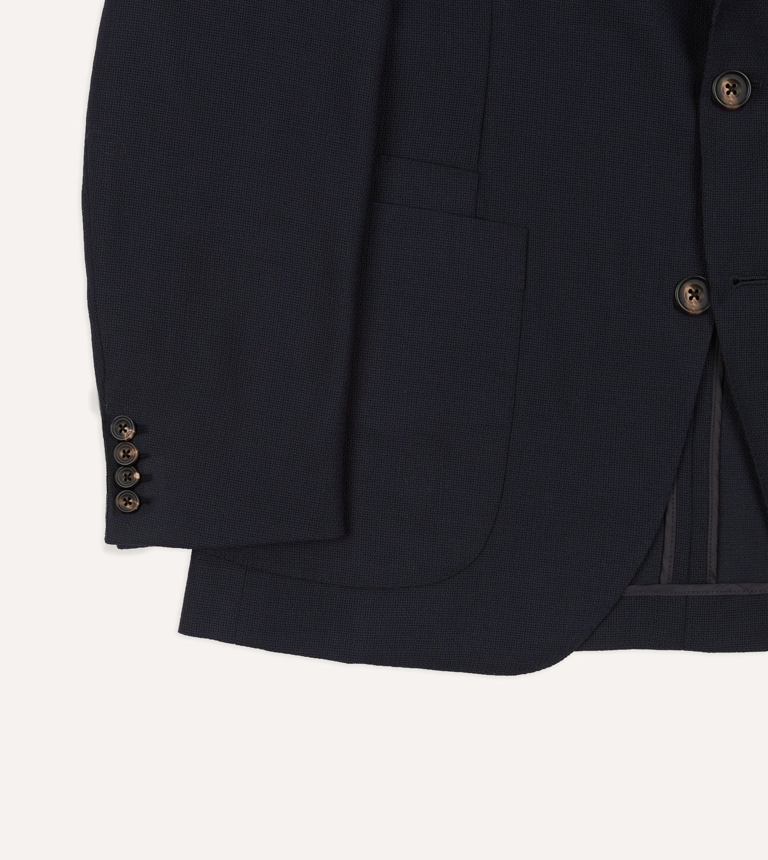 Navy Wool Open Weave Travel Blazer