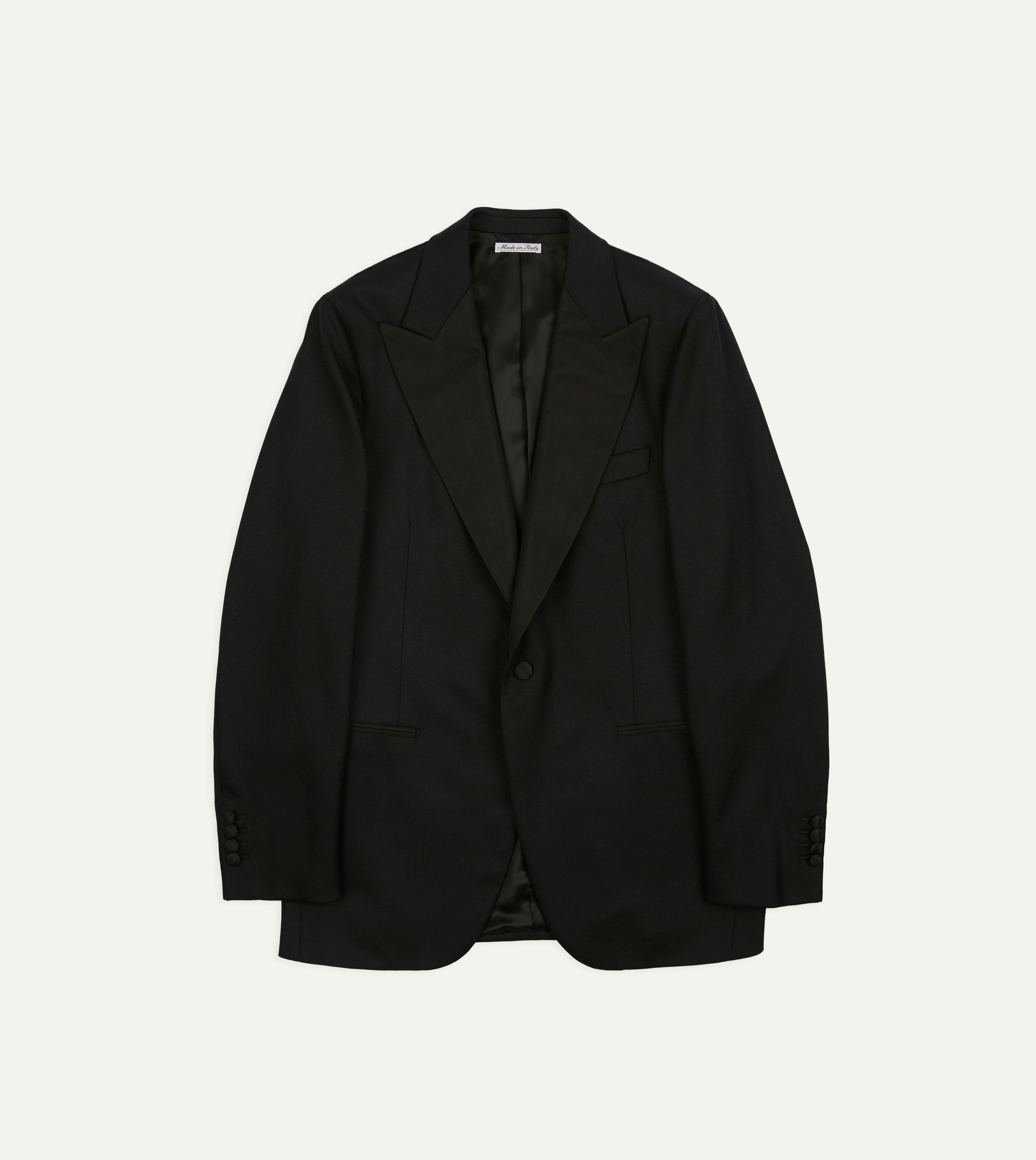 Black Barathea Wool Dinner Jacket