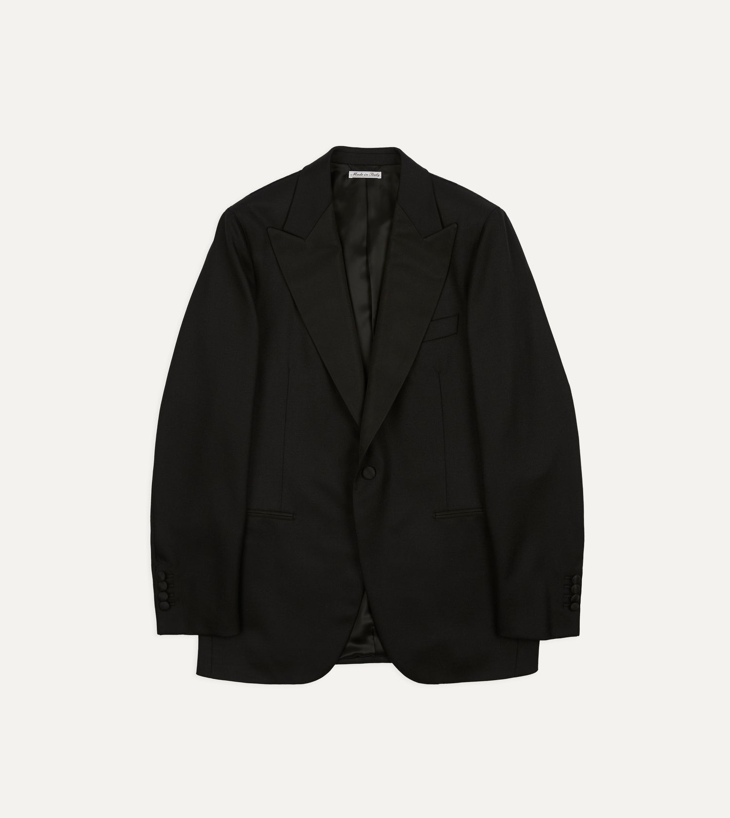 Black Barathea Wool Dinner Jacket