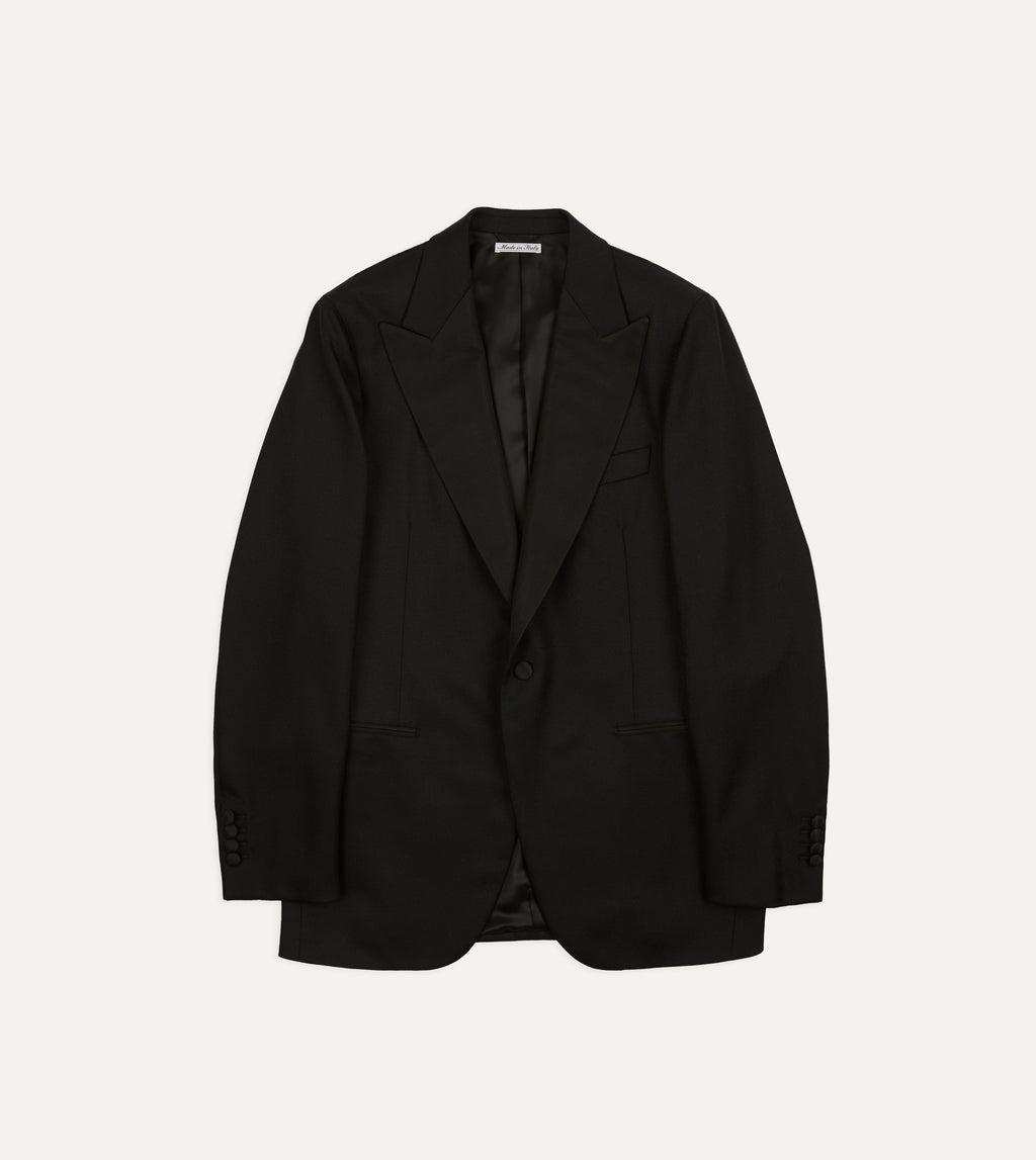 Black Barathea Wool Dinner Jacket – Drakes US